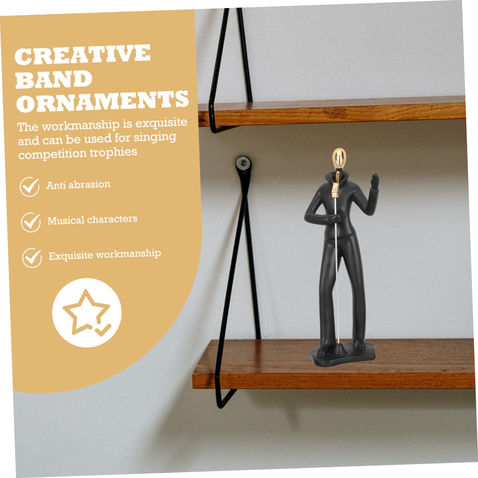 Modelo de Figura Musical de Resina Negra, Adorno Estable para Mesa