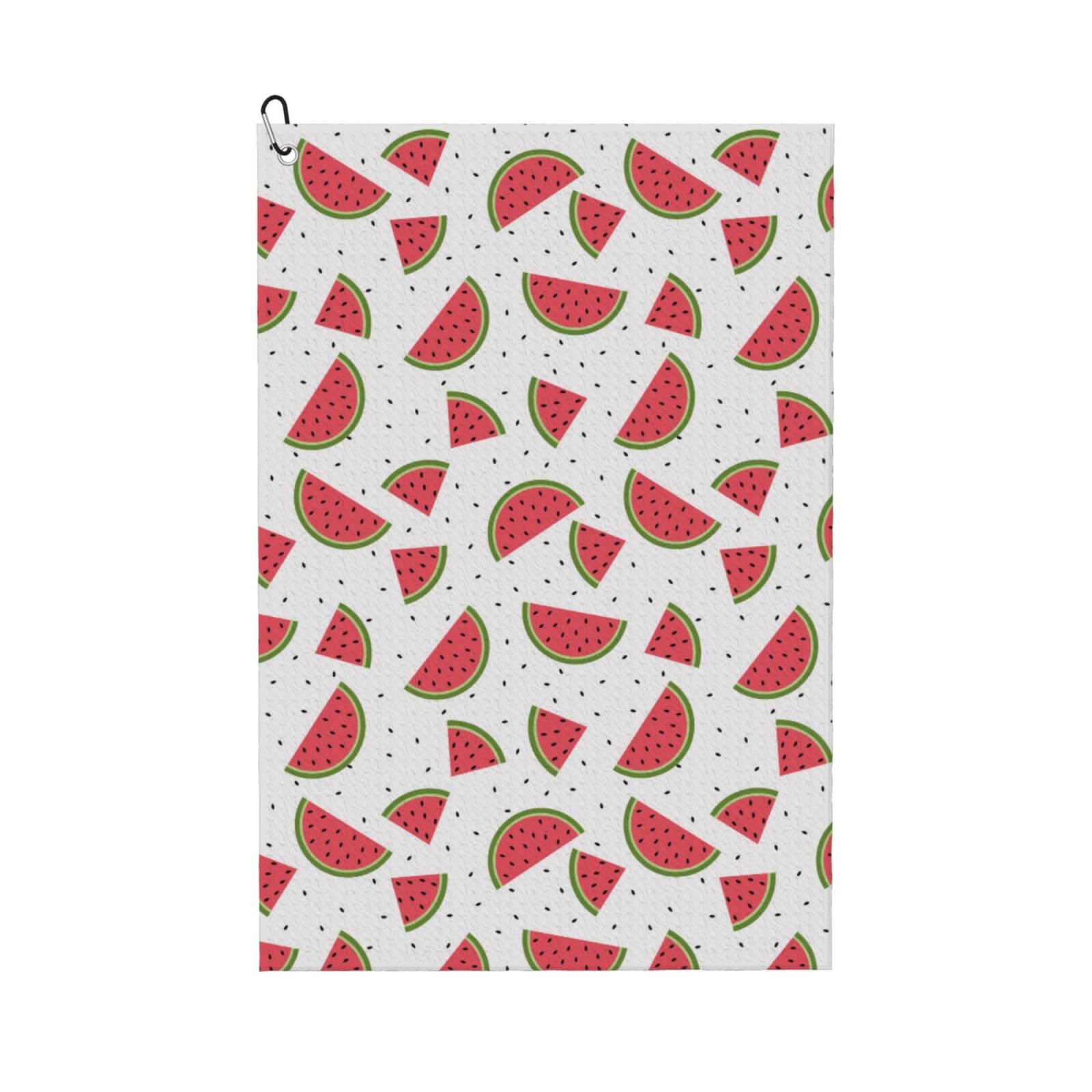 AOOEDM Hand Drawn Watermelon Print Golf Towel with Carabiner Clip Absorbent Microfiber Golf Towel for Cleaning Golf Ball Club Putter Iron for Golf Bag Trolly Belt Loop 16" X 24"