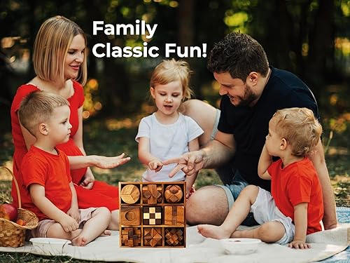 Miniatura 8 de Juegos divertidos para adultos rompecabezas de madera 3D rompecabezas de cerebro y juegos educativos en juego de 9 rompecabezas de madera a