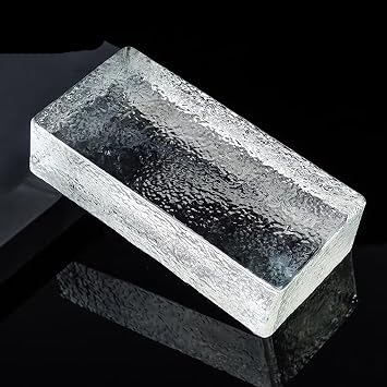Clear Glass Bricks,Rectangular Solid Double-Sided Crystal Bricks,Sound Insulation Thermal Insulation Glass Blocks for Office Decorative Partition Wall (7.9x3.9x2, Clear- K)