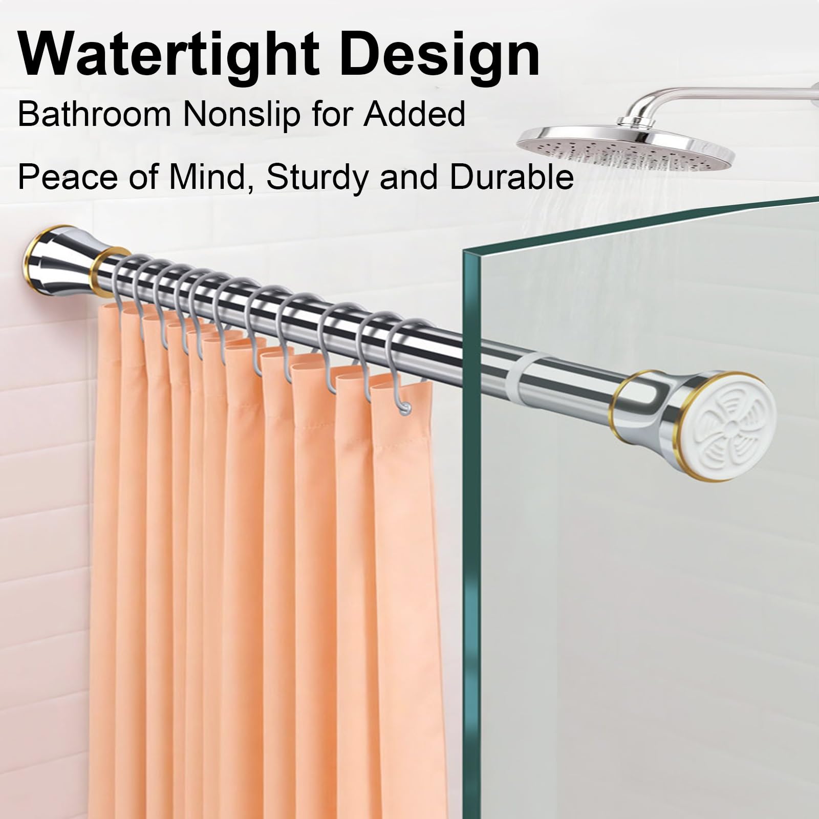 Tringle Rideau à Ressort Sans Perçage, Barre Rideau de Tension en Acier Inoxydable, Antidérapante pour Salle de Bain Dressing Buanderie(Silver,110-160cm/43-62in)