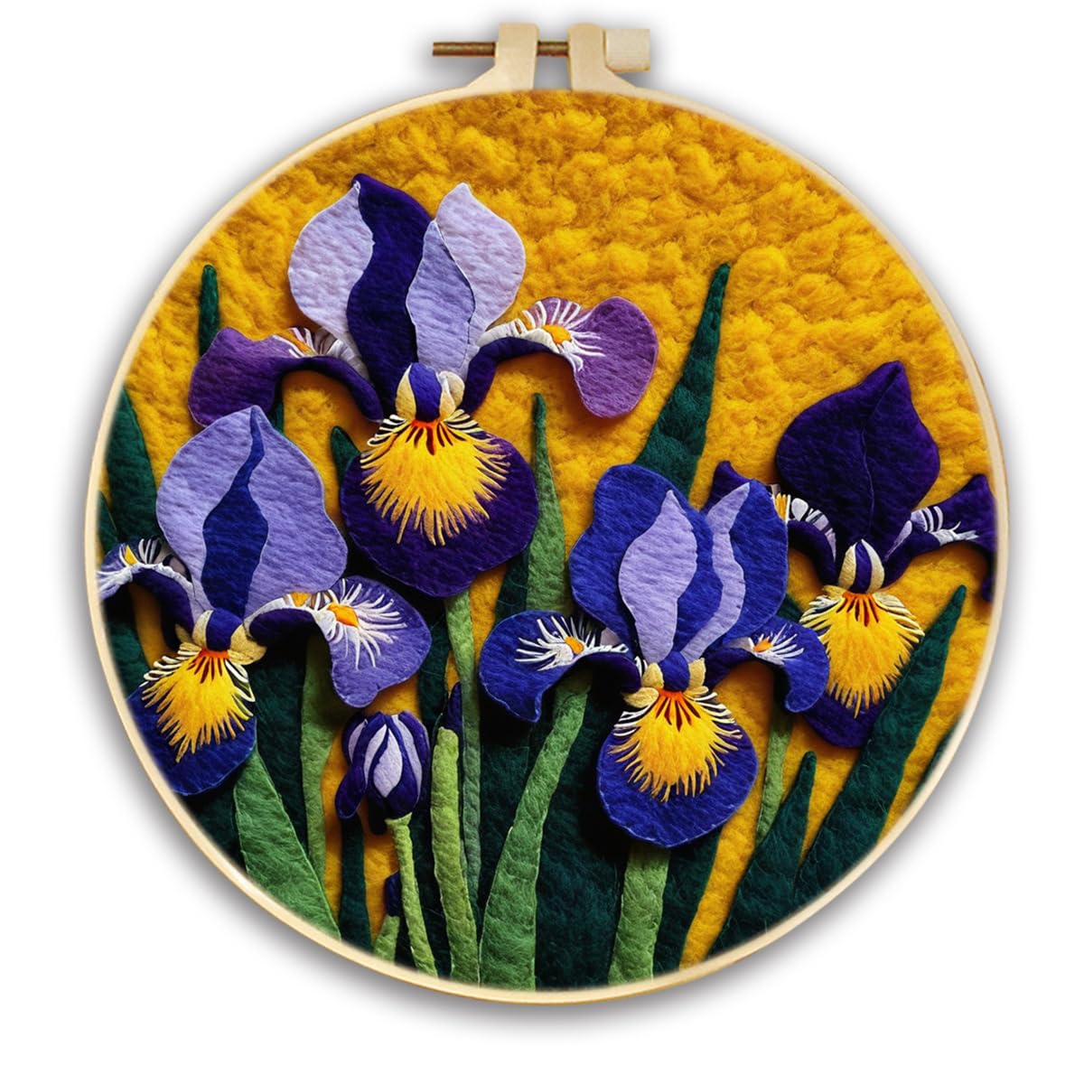 Wallustrioaw 001 Needle Felting Kit,Beautiful Iris Flowers,Felting Kit For Beginners Needle Felting Starter For Diy Decoration,20X20cm