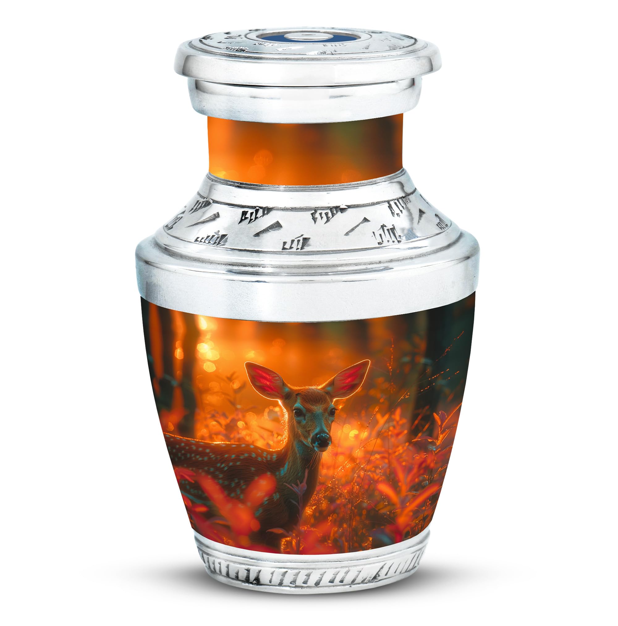 Cremation Keepsake Urns, Urns for Human Ashes Adult Mall & Female, Funeral Urns Small, Mini Keepsake Funeral Urn 3''_Orange | Deer Urn | Small urn for Ashes for Women โ image 1