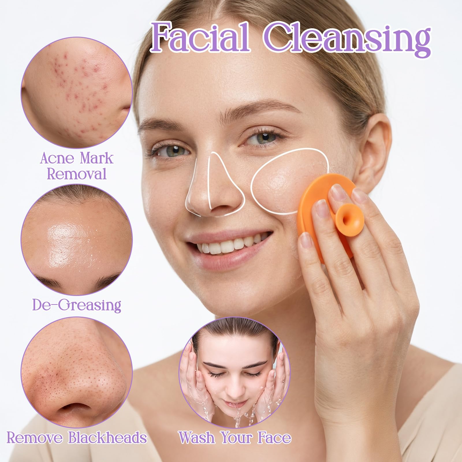 Juego de 100 cepillos de limpieza facial de silicona para limpieza profunda