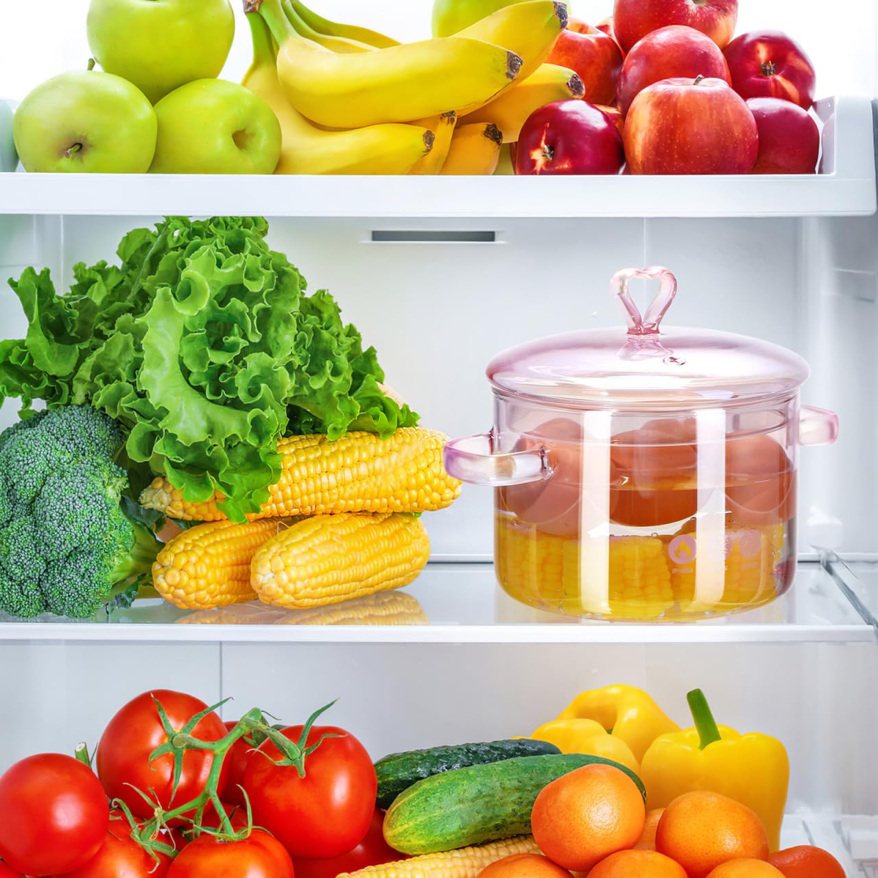 Happyyami Cacerola de Cristal Con Tapa - Olla Multifuncional para Sopa, Pasta, Fideos, Verduras, Carne - Compatible Con Inducción