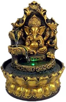 Ganesha Statues Indoor Water Fountain, Elephant Buddah Statute Tabletop Fountain with Rolling Ball, Zen Fountain for Home Office Bedroom Desk Decoration Style 1