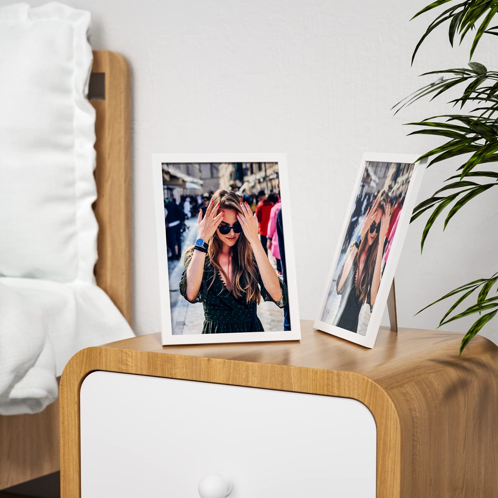 Uootach Set 3 Cornici In Legno Formato A4 (21x29,7 Cm): Con Plexiglass Infrangibile, Bianco - 2
