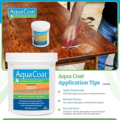 Miniatura 5 de Aqua Coat Gel Rellenador de Veta de Madera Transparente a Base de Agua, Secado Rápido, Bajo Olor, Bajo VOC, Lijable, Teñible y Pintable, Fácil