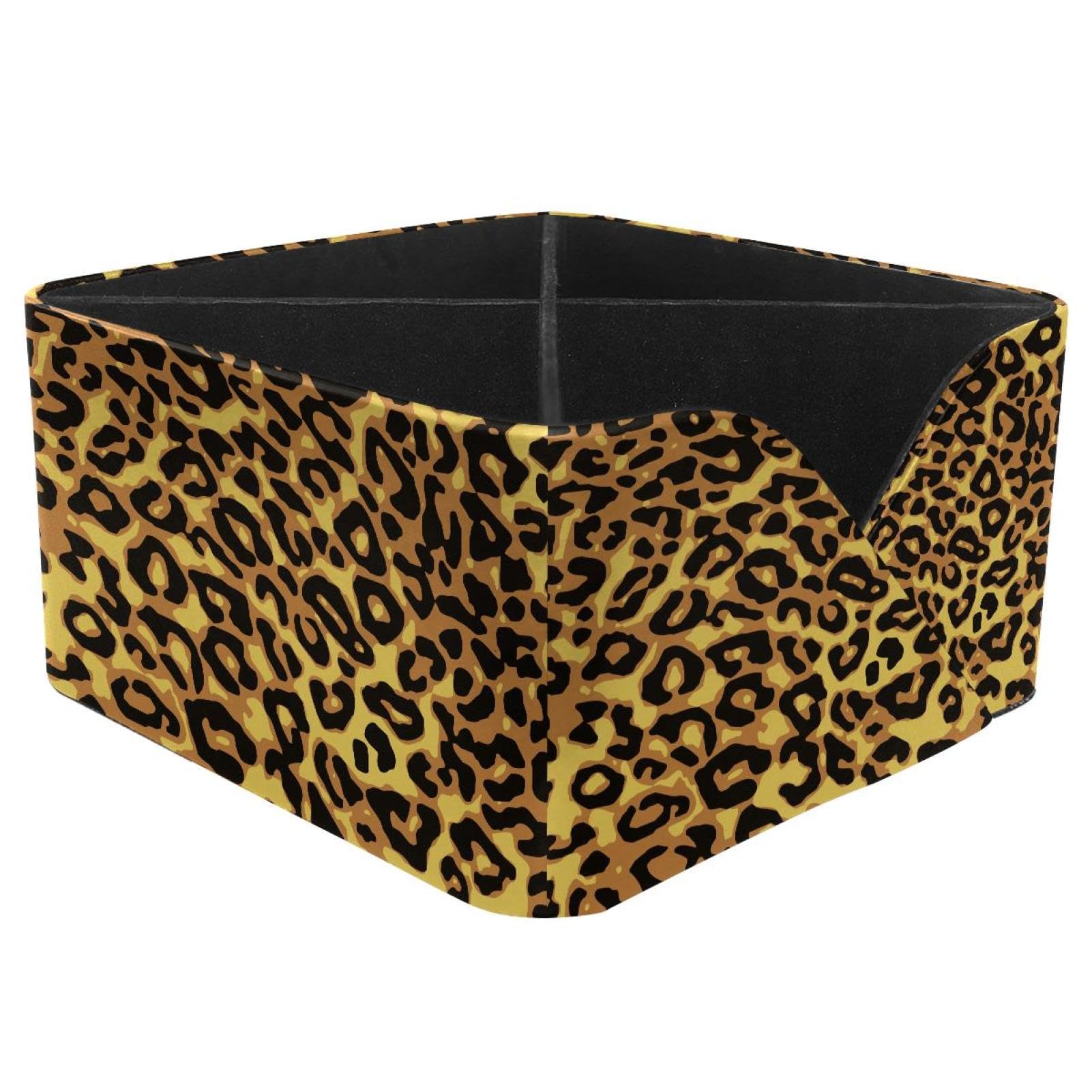 KengjuTesu Leopard Animal Print Desktop Organizer Pen Holder, Rectangular Pencil Cup for Office, Study and Makeup Stations