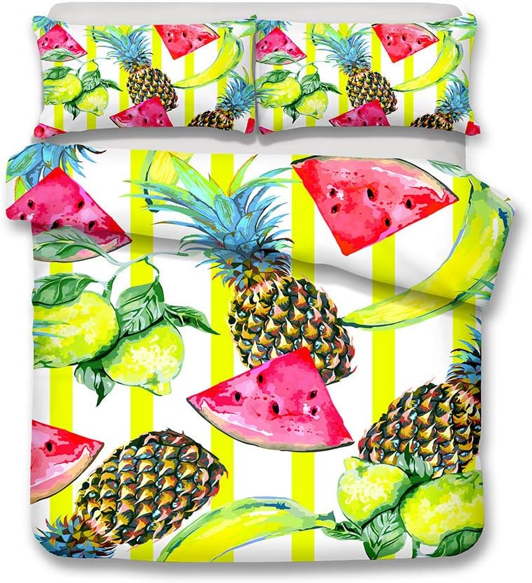 YAHAO Reversible Printed Duvet Cover Set - Fruit Pattern Bedding - Ultra Soft Hypoallergenic Microfiber Quilt Cover Sets,G-King