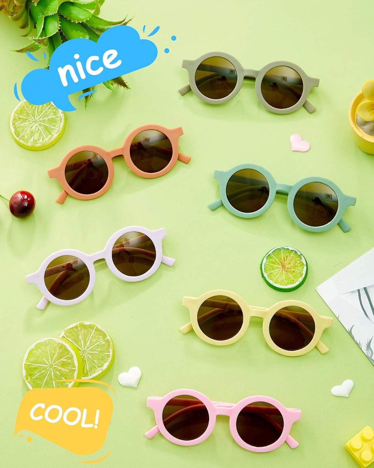 Frienda 16 Pairs Toddler Sunglasses Valentines Classroom Gift Round Kids Sunglasses Bulk for Boy Girl Beach Outdoor Sport - Image 4