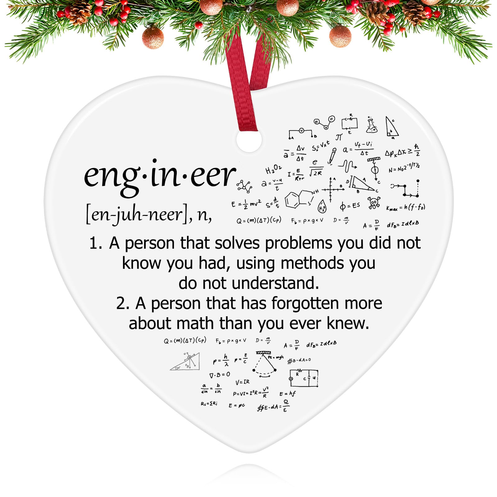 Engineer Gifts for Women Men Engineer Gifts Christmas Ornaments Engineer Student Birthday Gift Inspirational Gifts for Mechanical Ceramic Ornament Engineer Engineering School Graduation Gifts