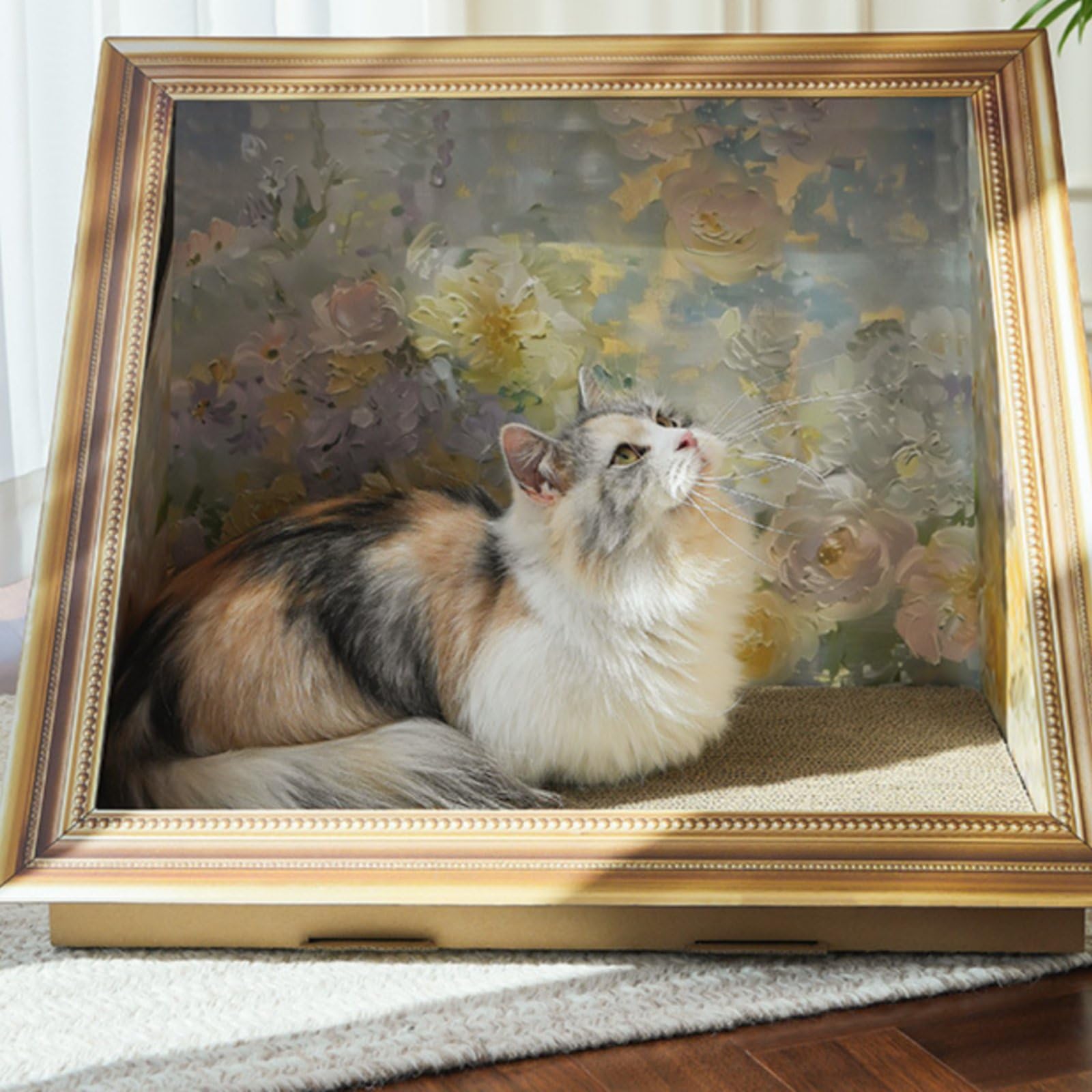 KESOTO Tiragraffi per Gatti Cuccia Letto Animale Fatto in Cartone Base Solida Spazio Chiuso per Relax Adatto per Interni Casa E Domestica