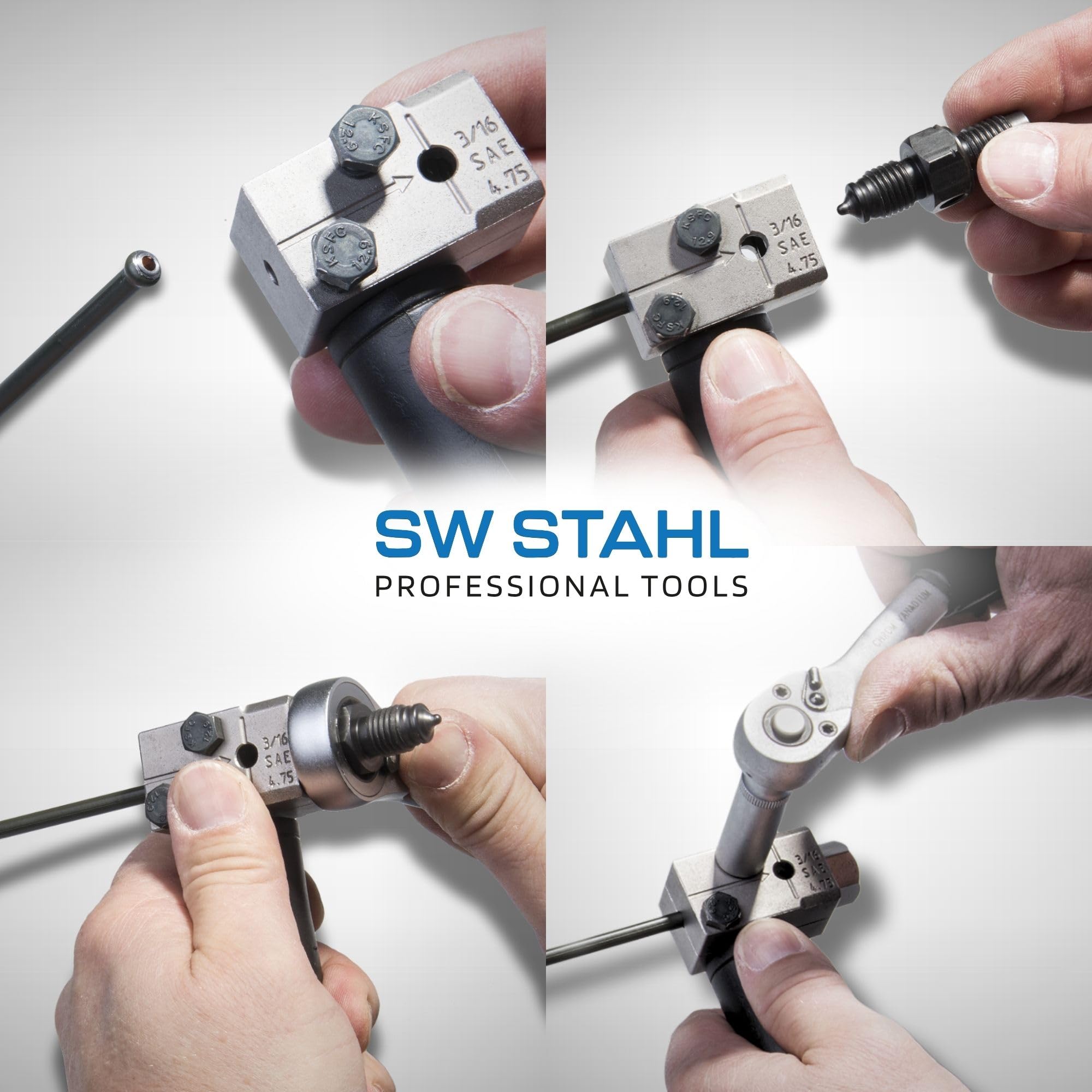 SW-Stahl 24529L Mechanisches Bördelgerät für Bremsleitungen 4,75 mm | Manuelles Bördelwerkzeug nach SAE & DIN Standard - 3/16 Zoll Set für KFZ Werkstatt - Präzise Bremsleitungsbearbeitung