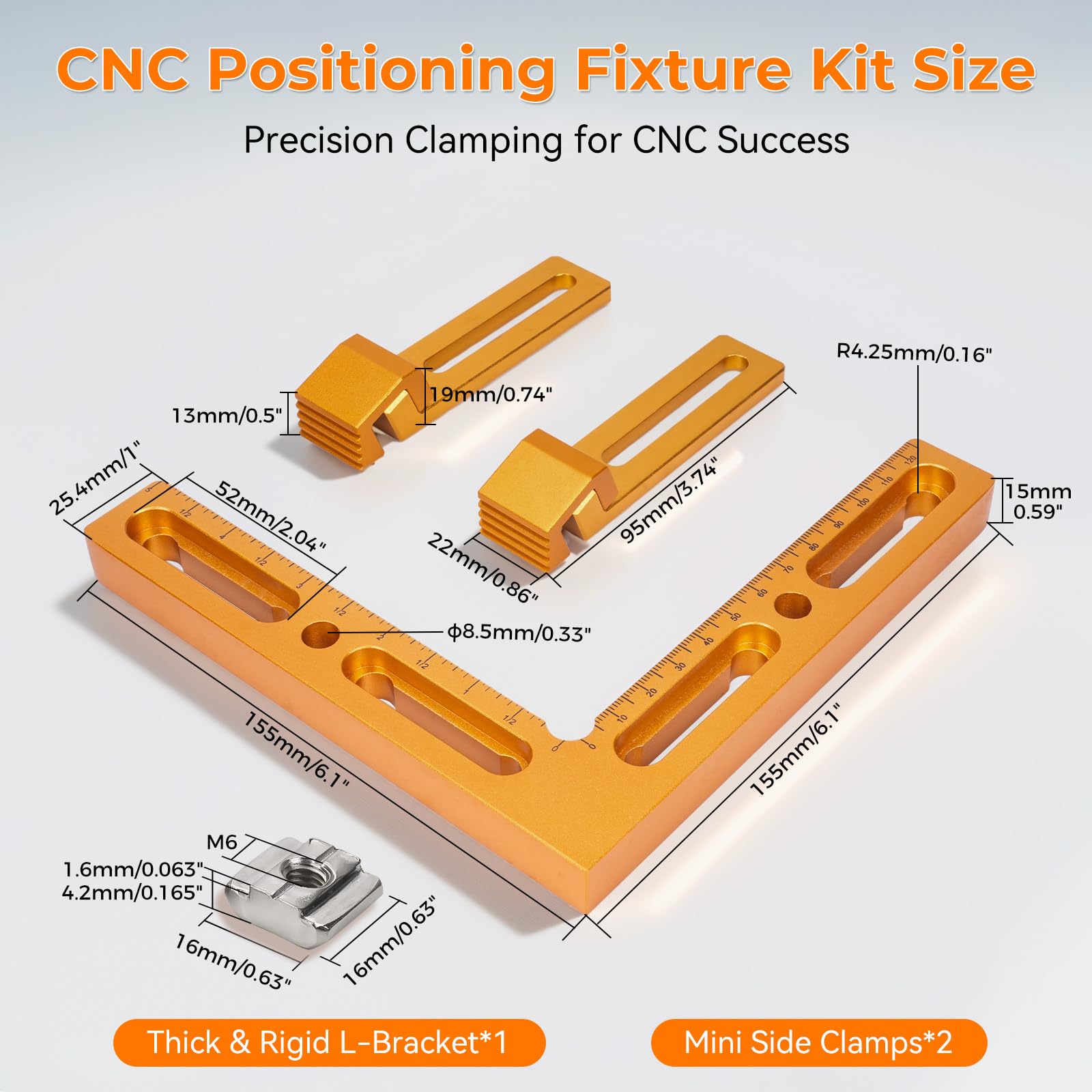 Fixation de positionnement de pièce à usiner CNC, pince à bout en aluminium pour fentes en T et tables perforées – Fixation de travail du bois avec positionnement répétable, usinage CNC, gravure et