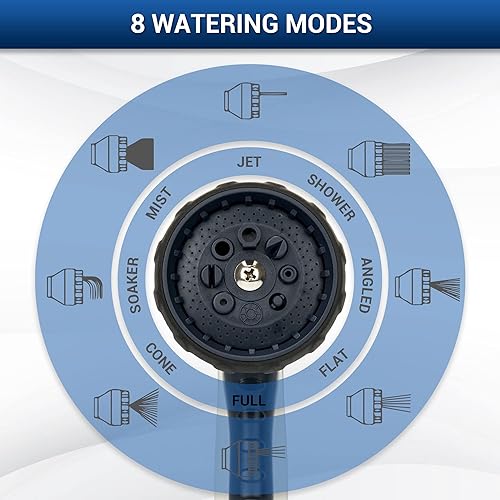 Miniatura 4 de NGreen Boquilla rociadora de manguera de jardín, rociador de agua con 8 patrones ajustables, resistente a los impactos y antideslizante para regar