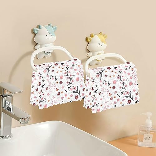 Miniatura 6 de Pink Red Flowers Country Cotton Decor Microfiber Dish Towels for Kitchen Absorbent Set of 6 Microfiber Absorbant Towel for Restaurant Coffee