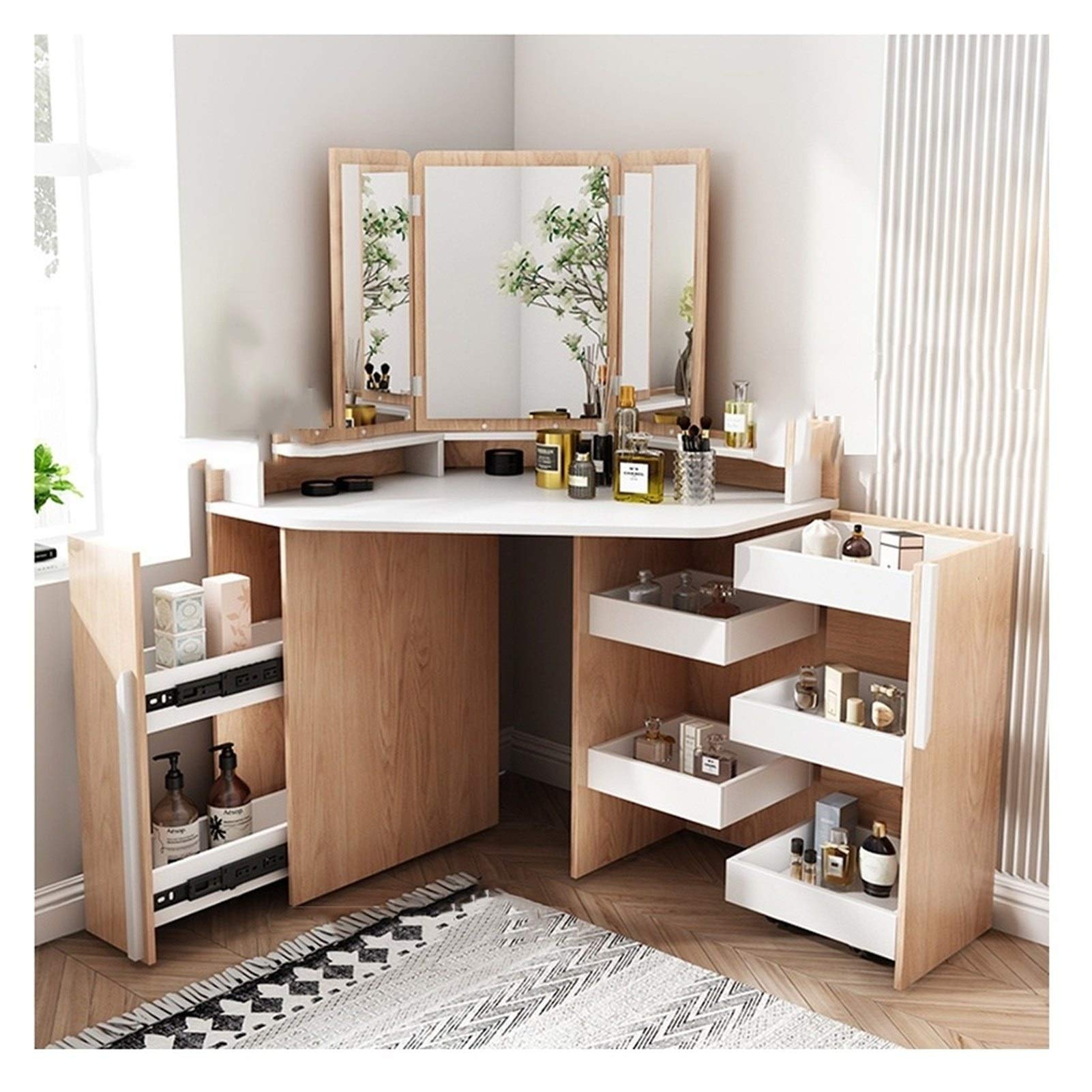 Dressing Table Corner Dressing Table Set Small Apartment Corner Dressing Table Bedroom Corner Storage Makeup Table
