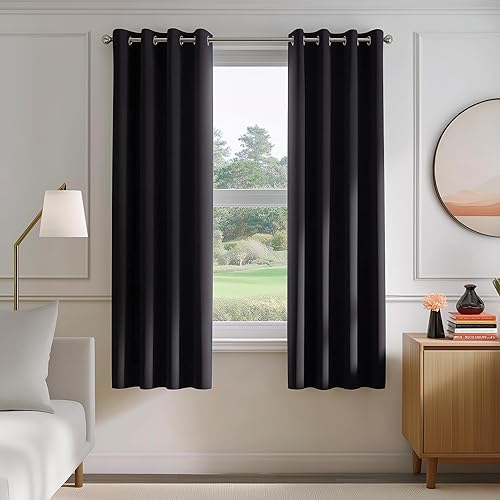 Miniatura 40 de FMFUNCTEX Cortinas 100% opacas para dormitorio, cortinas de tejido geométrico verde salvia de 90 pulgadas de largo, cortina con aislamiento térmico