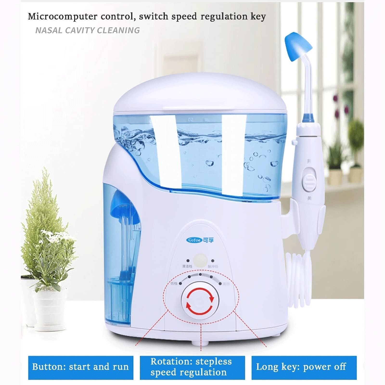 Neti Pot Elettrico, Kit for il risciacquo del seno Sistema di irrigazione del seno nasale Macchina elettrica for il risciacquo nasale pulsante con quattro beccucci, for alleviare il seno e le allergie