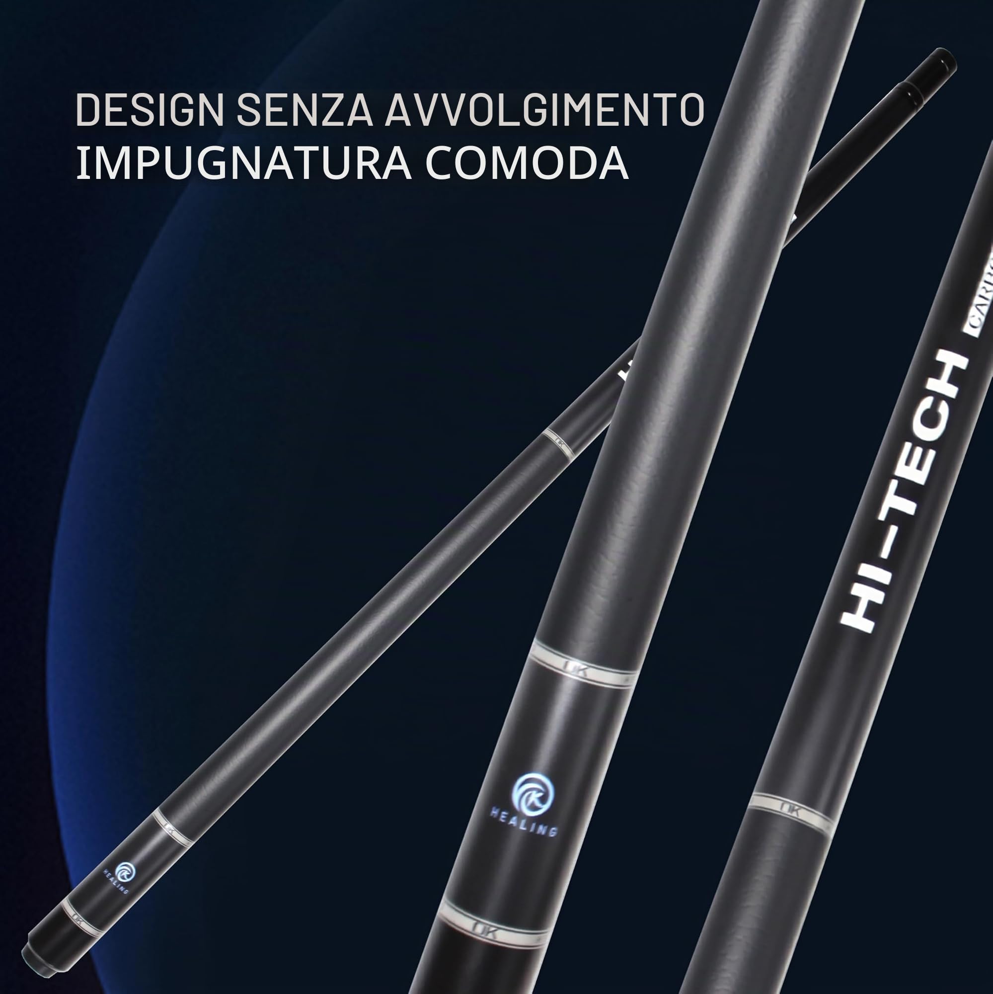 OKHEALING Stecca da biliardo in fibra di carbonio, testa da 12,9 mm, testa in bachelite nera, arti anteriori in fibra di carbonio da 737 mm, 540-567 g, adatta per giocatori di biliardo professionisti