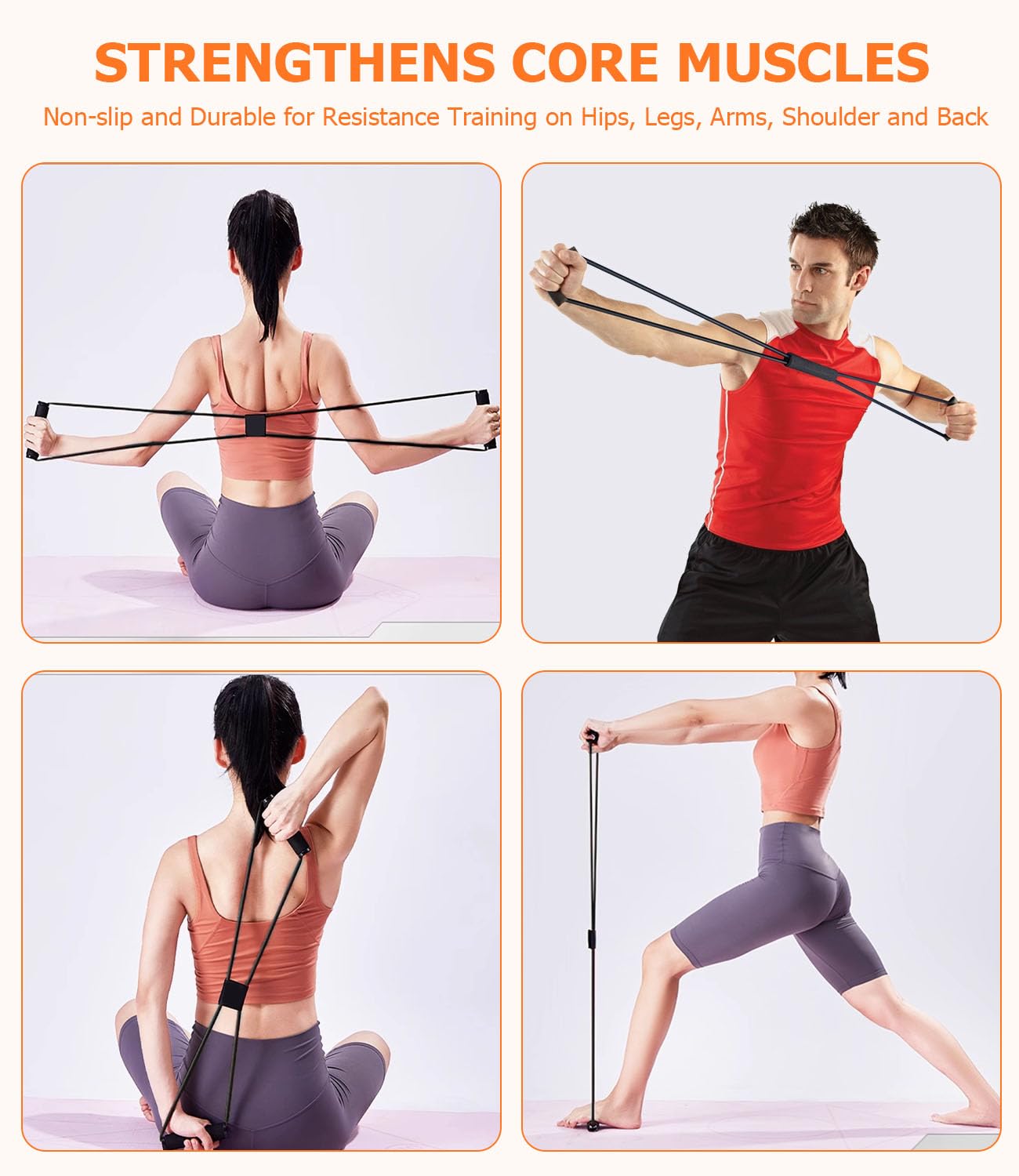 Naranja Set di Foam Roller 5 in 1, Roller Pilates ad alta Densità, Rullo per Massaggio,Pallina Massaggio Muscolare, Tenditore, Fascia di Resistenza per Massaggio, Esercizi di Fitness Attrezzi Pilates