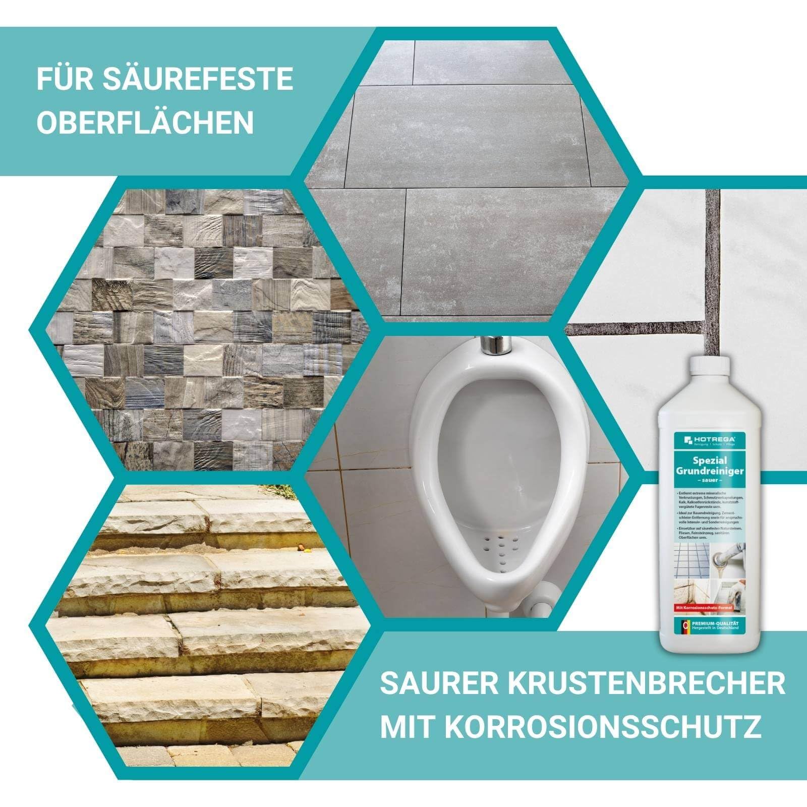 HOTREGA Spezial-Grundreiniger sauer 4x 1L Konzentrat | Fliesenreiniger
