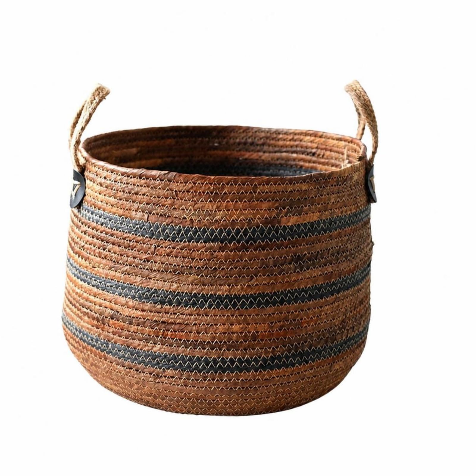 Cesto Portatutto Cesto Contenitore Cesta Intrecciata Cesto Decorativo in Corda a Bocca Aperta con Presa per Tenere in Ordine Giocattoli Plaid E, Marrone Scuro, Medio 35 27 Cm