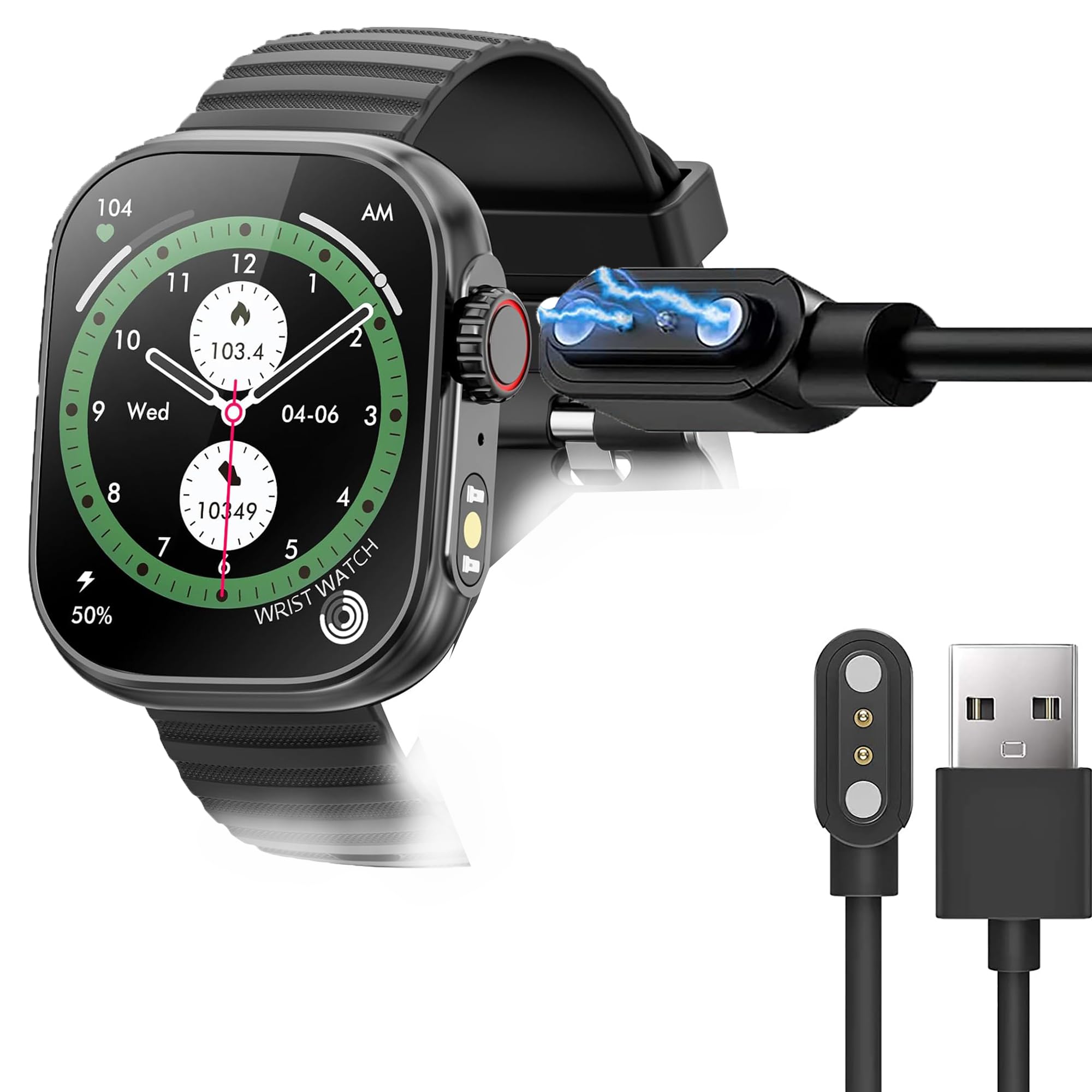 Compatible for LZUEFK Smart Watch Charger, Magnetic USB Replacement Charging Cable Compatible with LZUEFK ZW39 2.01'' Smart Watch/VKEKIEO ZW39 2.01'' Smart Watch / ZW39 2.01'' Smart Watch (Black)