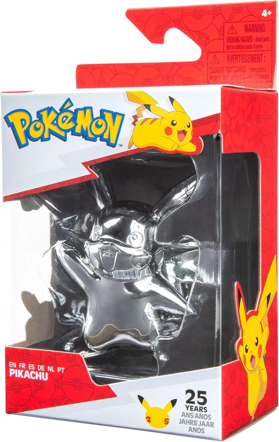 Jazwares Pokémon 25th Celebration 3-inch Silver Pikachu #2 - Pokémon Figure - Pokémon Fan Must Have Toy - Officially Licensed 25th Anniversary Pokémon Product from