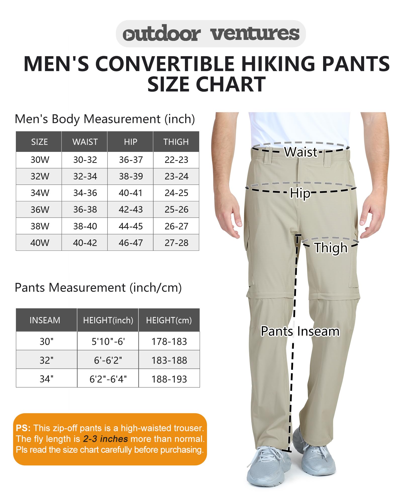 Outdoor Ventures Pantalon de randonnée Homme