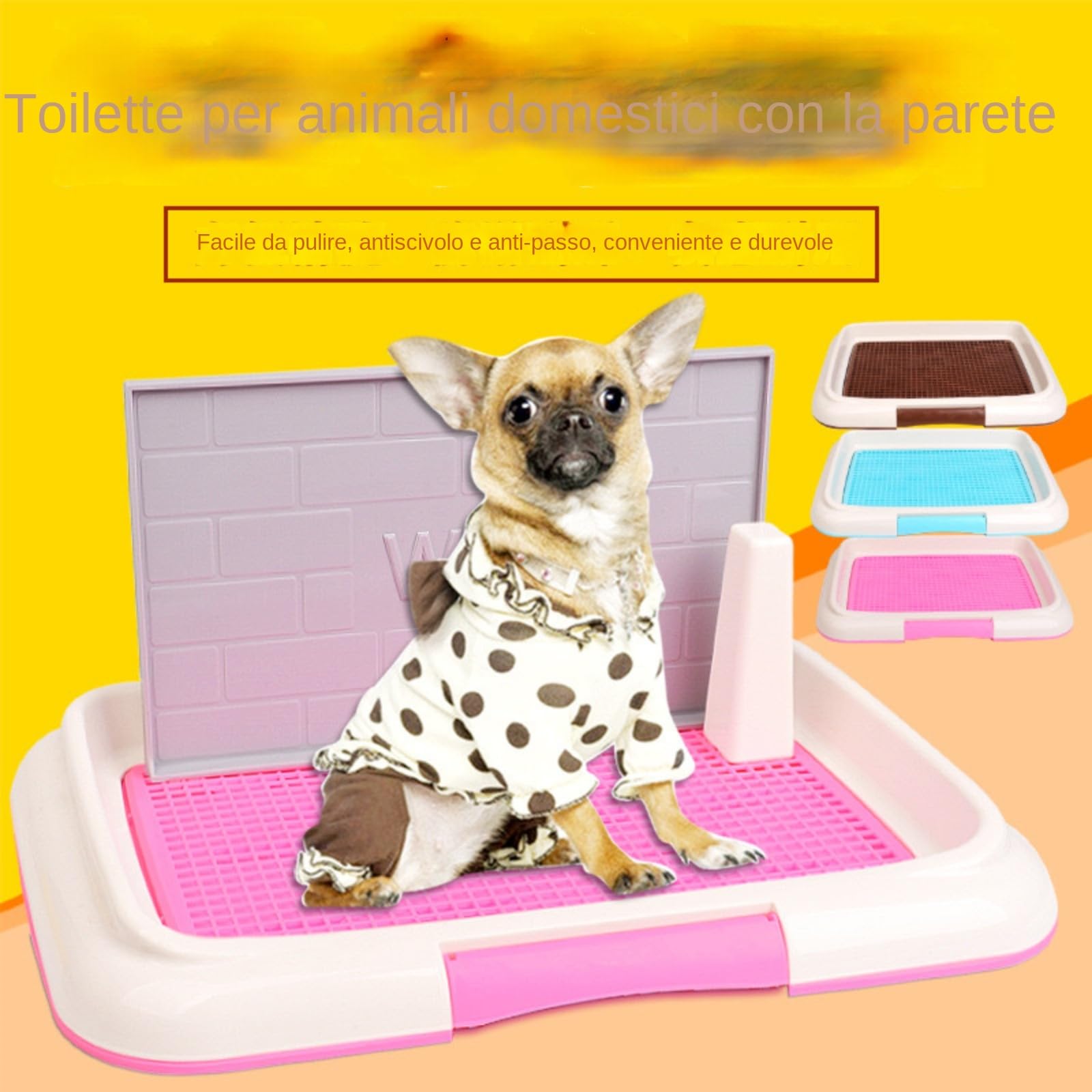Tappetino per Vasino per Cani da Interni, Custodia per Lettiera, Griglie in Rete Riutilizzabili, Toilette per Cani, Vassoio per Orinatoio Semplice, ROSA