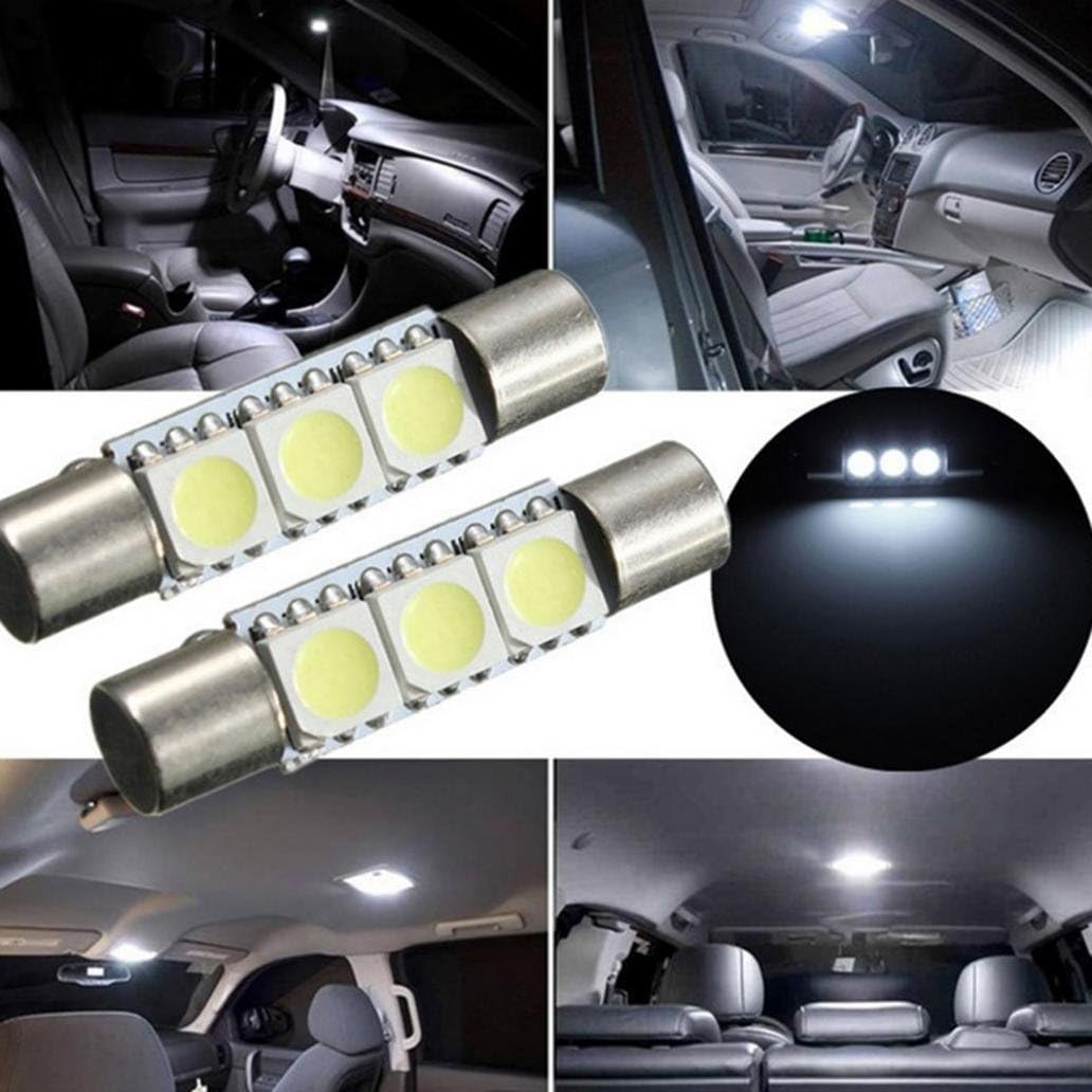 2Pcs Xenon White 29mm 3-SMD Fuse LED Bulb Car Vehicle Visor Vanity Mirror Lights - White