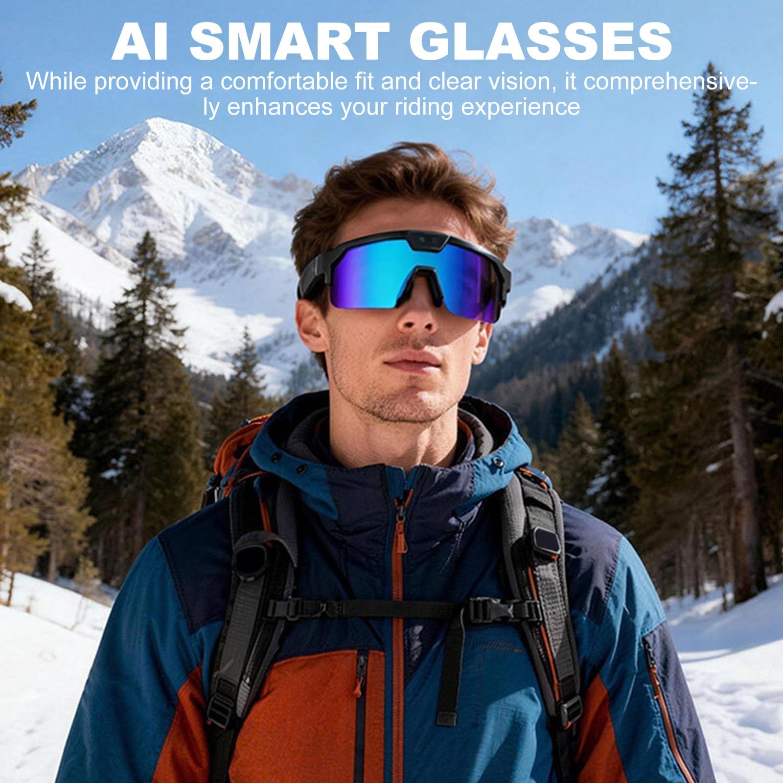 Occhiali da sole sportivi, fotocamera 1200p ciclismo Ai Smart Glasses, riconoscimento immagini AI, traduzione simultanea, minuti di riunione, sveglia vocale/cancellazione del rumore doppio microfono