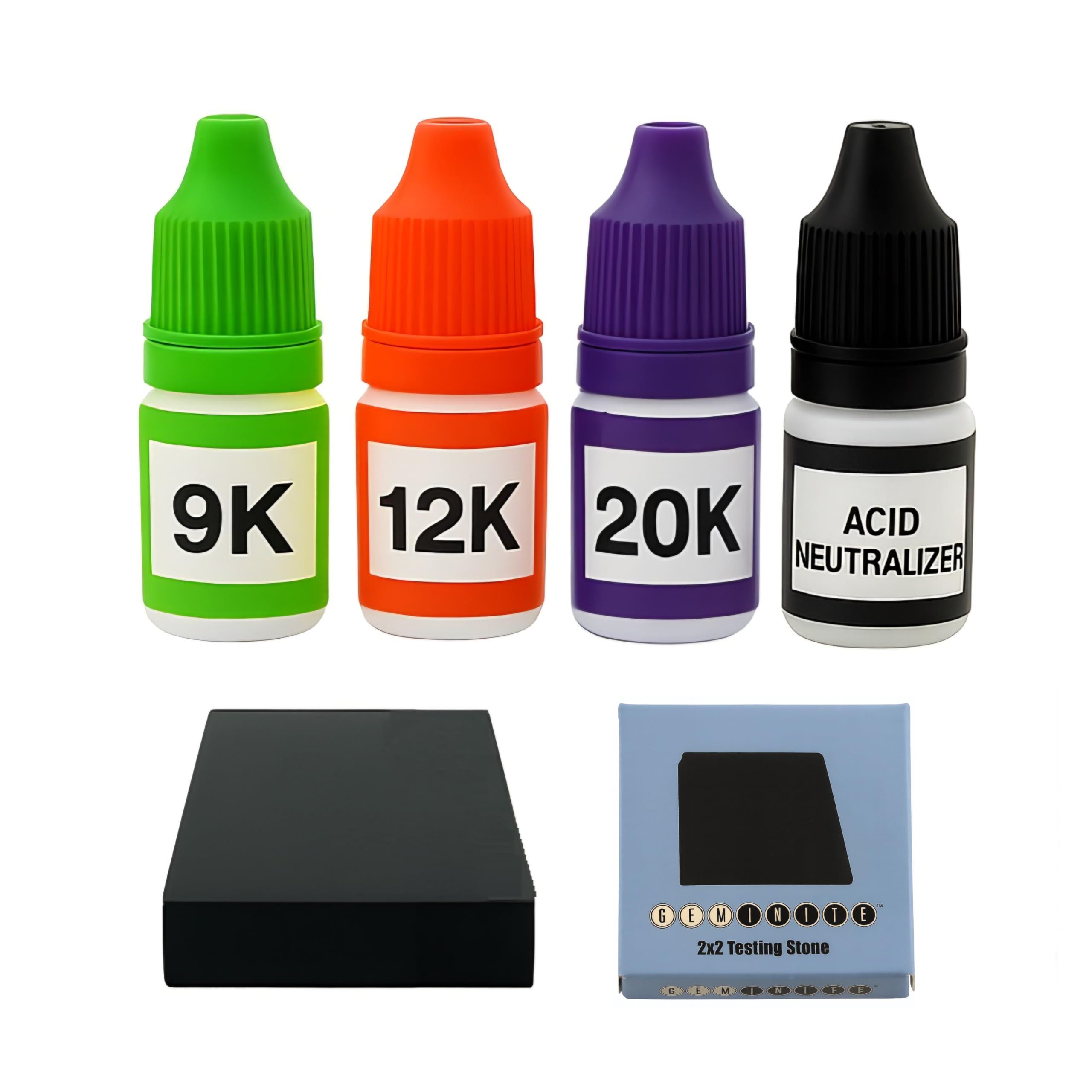 Photo 1 of ? Gold, Silver & Platinum Testing Kit 9K 12K 20k Solutions with 2x2 Test Stone Precious Metal Tester Real/Fake Check Analysis Kit + Acid Neutralizer