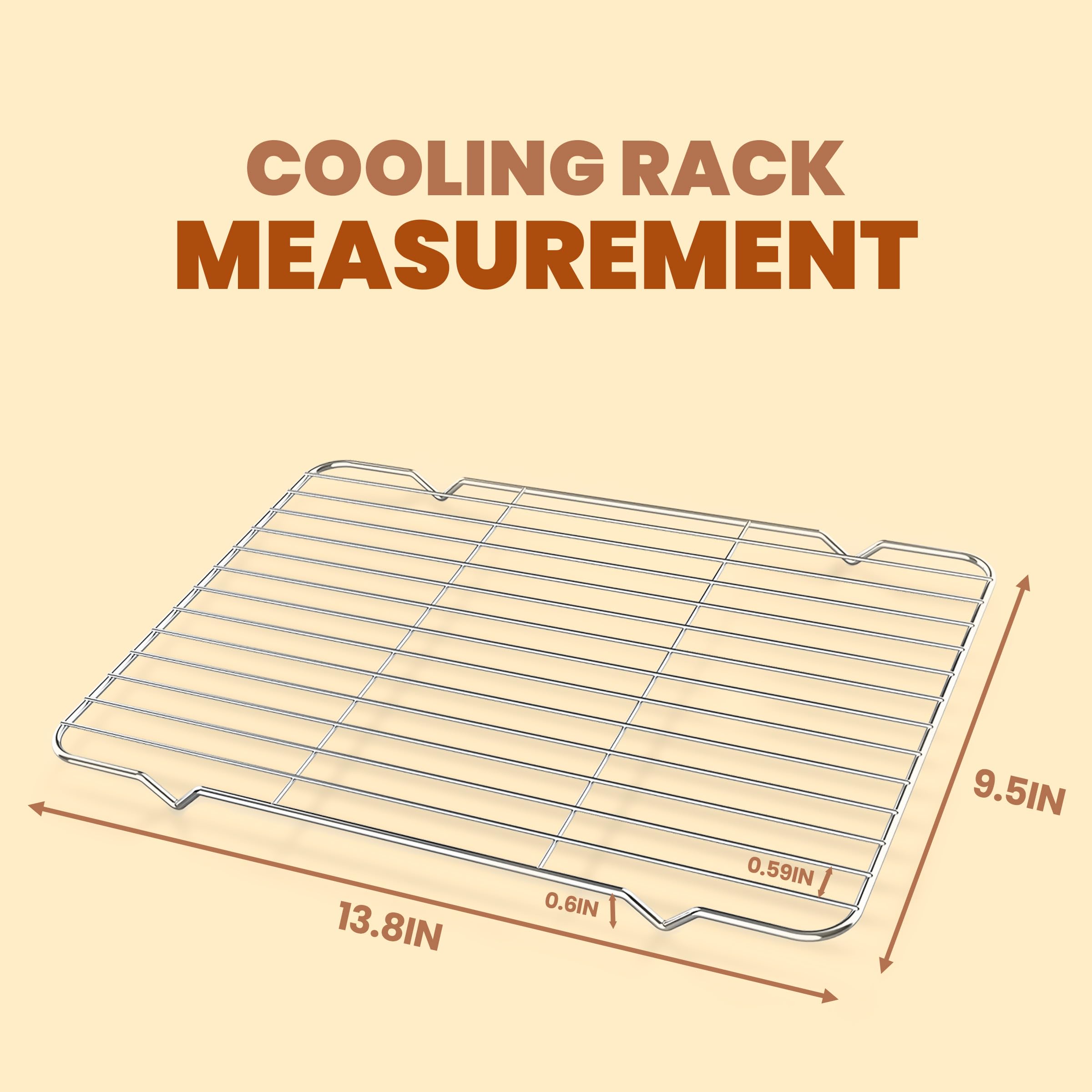 LEORI 2 Packs Cooling Racks for Cooking and Baking, Made from Solid Stainless Steel, Sturdy Cookie Cooling Rack 13.5 x 9.5 Inches, Easy to Clean & Dishwasher Safe