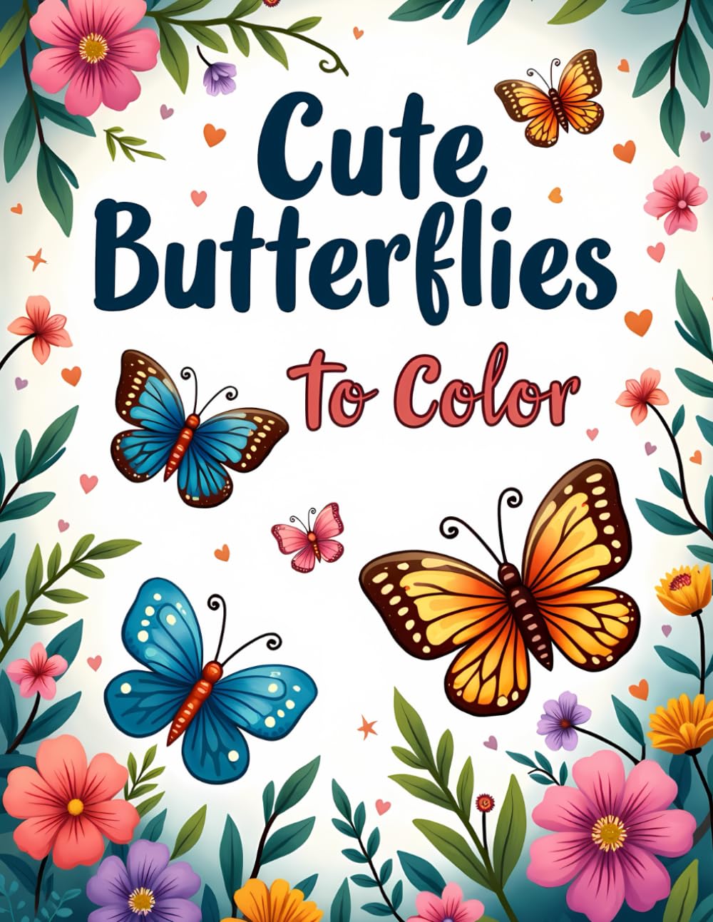 Cute Butterflies To Color: Adorable Butterfly Coloring Pages with Simple and Fun Designs for Kids, Teens, and Adults