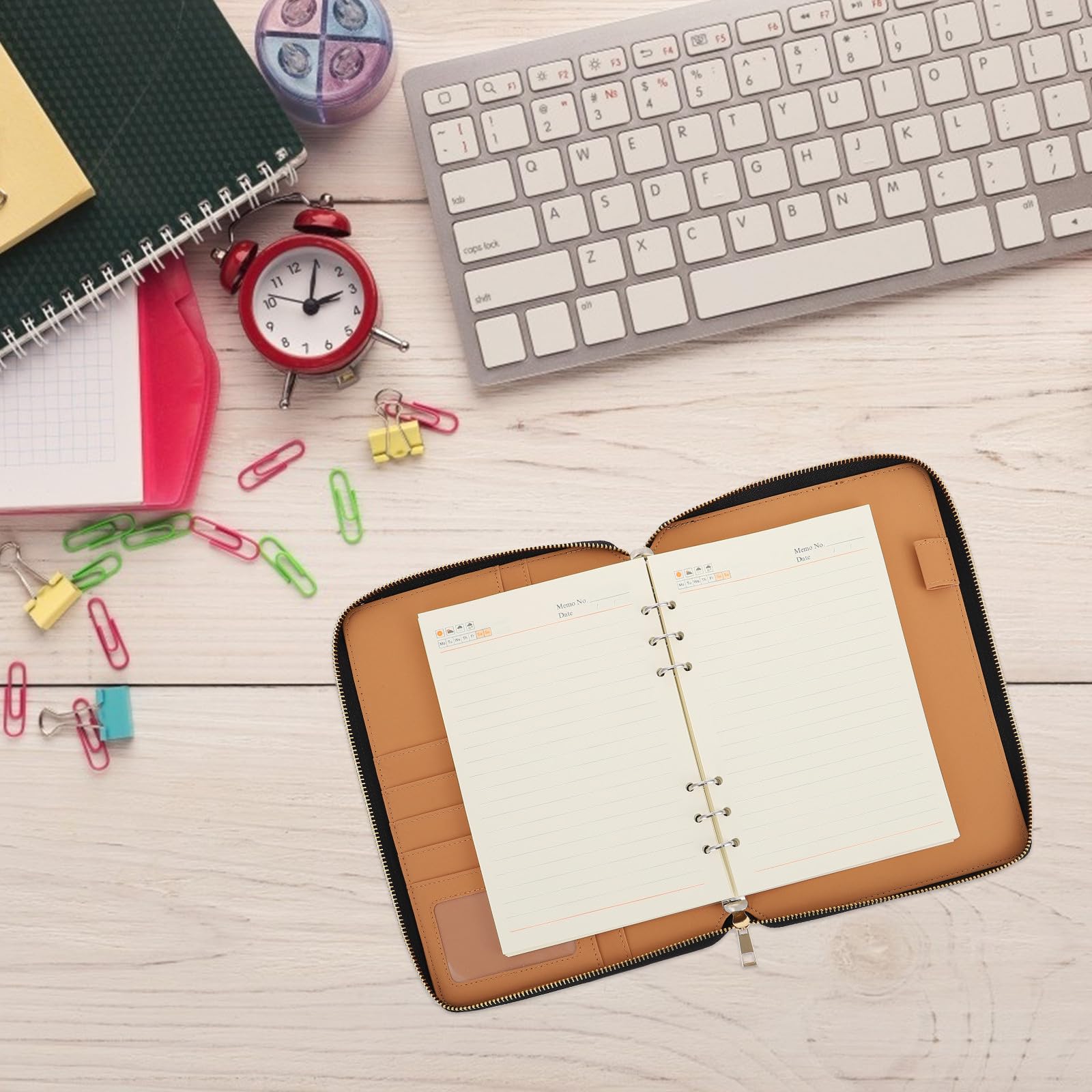 BESTYASH Taccuino con Borsa a Zip Nero per Studenti, Carta di Qualità, Superficie Liscia e Design Semplice, la Vita Quotidiana i Viaggi