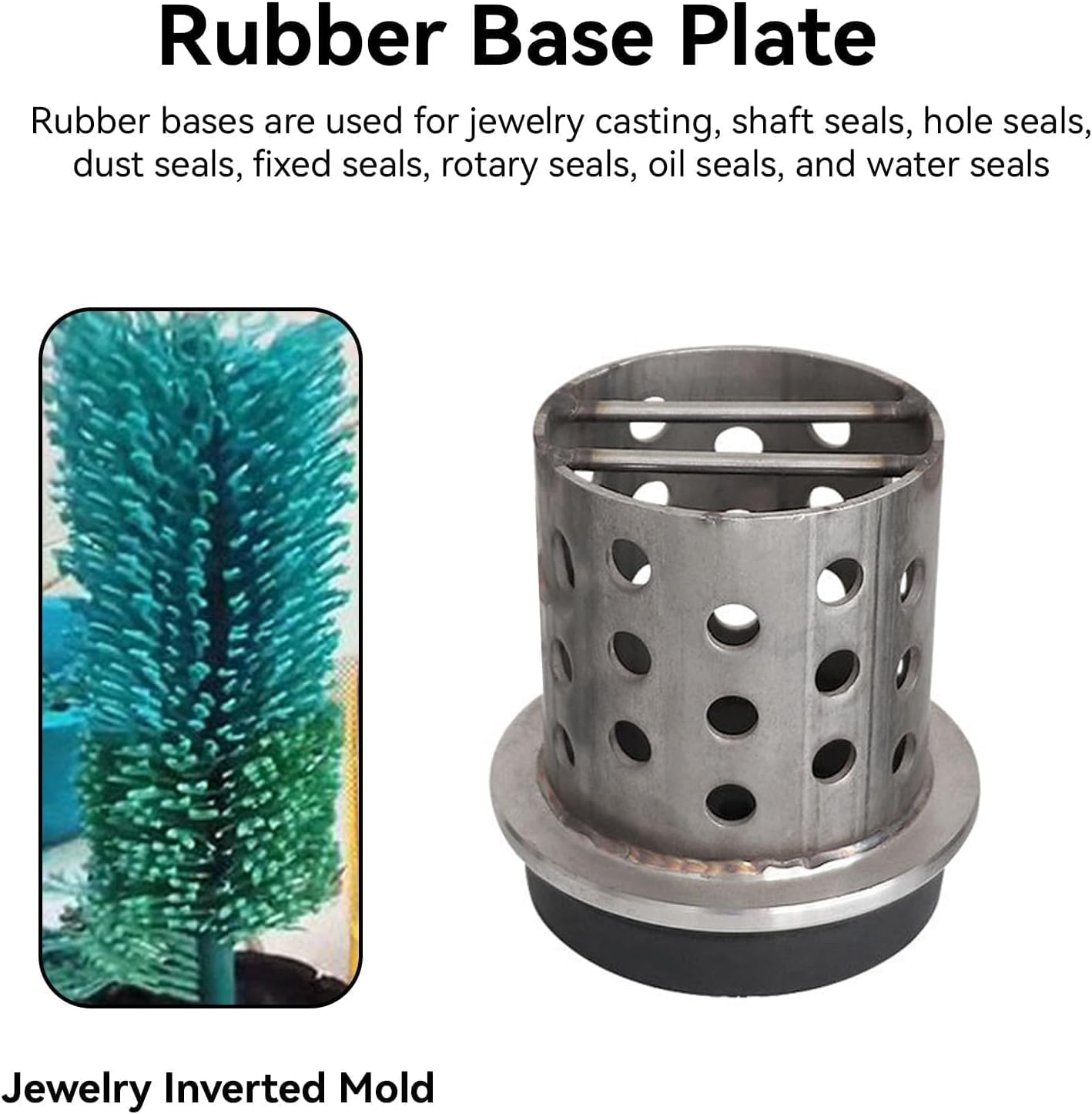 HERCHR Rubber Sprue Base Jewelry Lost Wax Casting Flask Ring Tree C Style Lost Wax Casting Supplies Jewelry Casting Wax Molding Materials Base Rubber Ring Casting Base Trays (4")