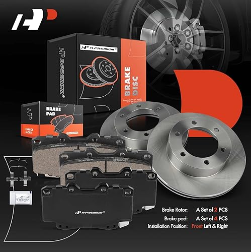 Miniatura 8 de A-Premium Kit de rotores de freno de disco ventilados delanteros de 11.69 pulgadas (11.685 in) + pastillas de cerámica compatibles con modelos