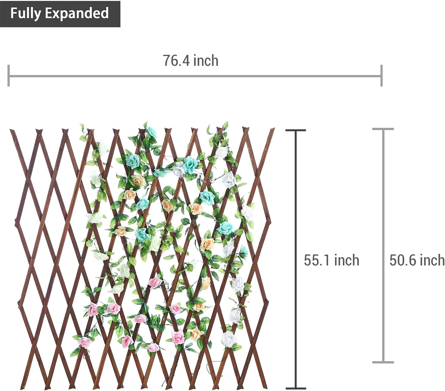 MyGift Nature Wood Trellis, Expandable Wall Lattice Panels for Outside, Decorative Lattice Trellis Frame for Climbing Plants Vine Ivy Rose Cucumbers Outdoor Balcony Garden