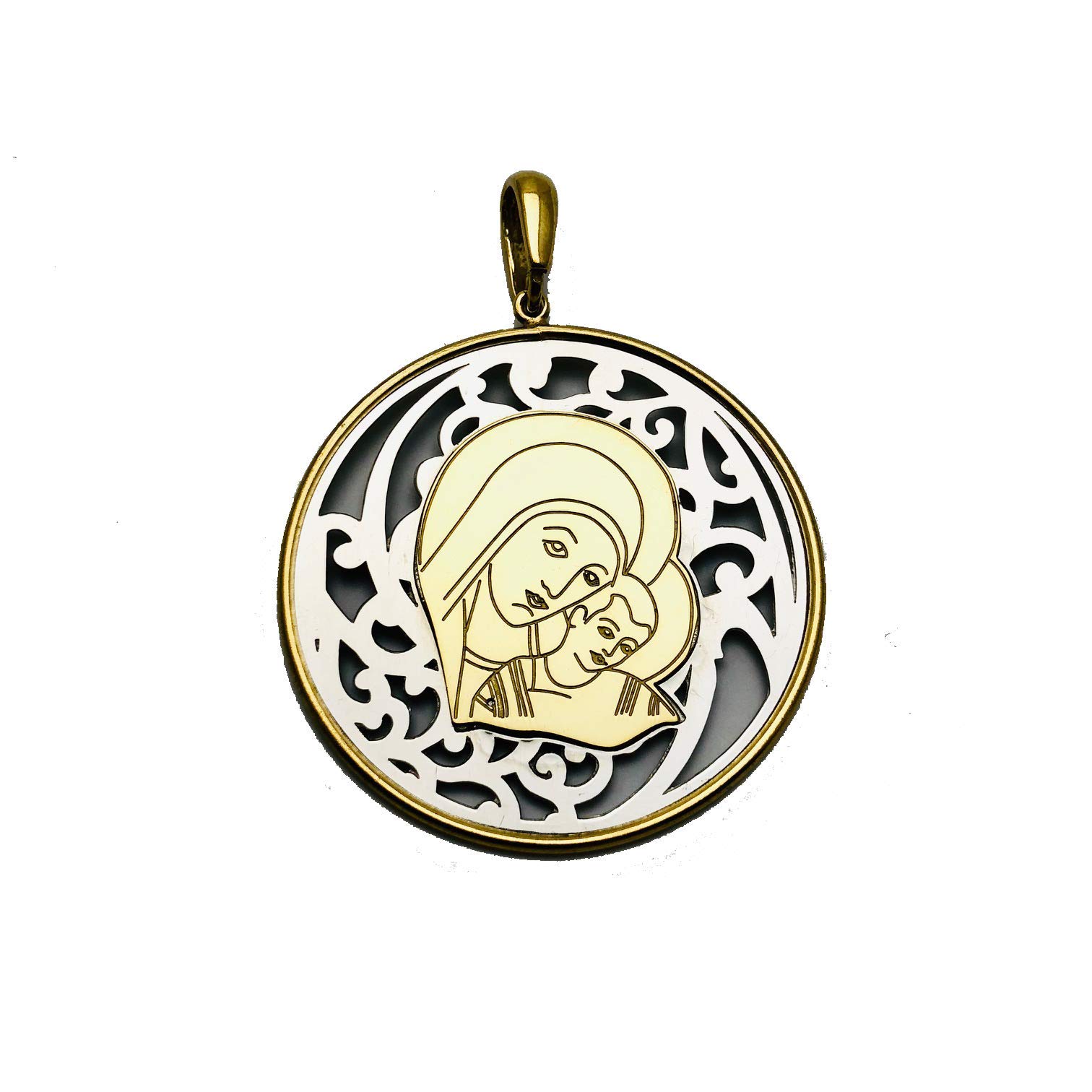 Médaille Vierge du Chemin en argent et or 18kt façonnée d'exception - 2