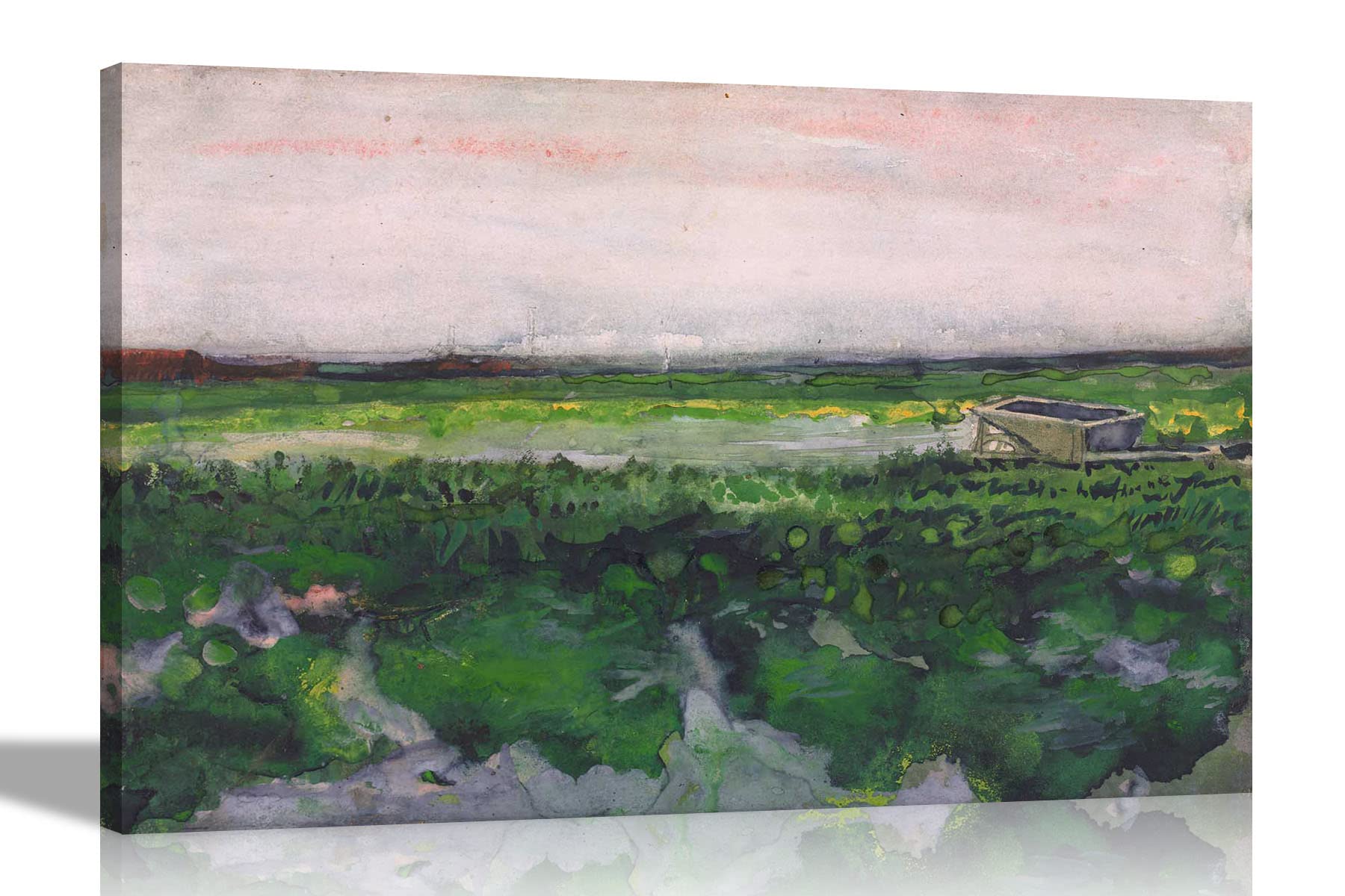 Artley Prints Landscape With Wheel Barrow By Vincent Van Gogh Canvas Wall Art | Abstract Pictures, Modern Artwork Prints Oil Painting Reproduction Extra Large 101 X 76Cm (40 X 30 Inches)