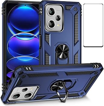 Xiaomi redmi Note 12 Pro Plus 5G Case with Screen Protector Kickstand Slim Military Protective Shockproof Armor Defender Protective Back Cover Phone Case for Redmi Note 12 pro Plus+ 5G Blue