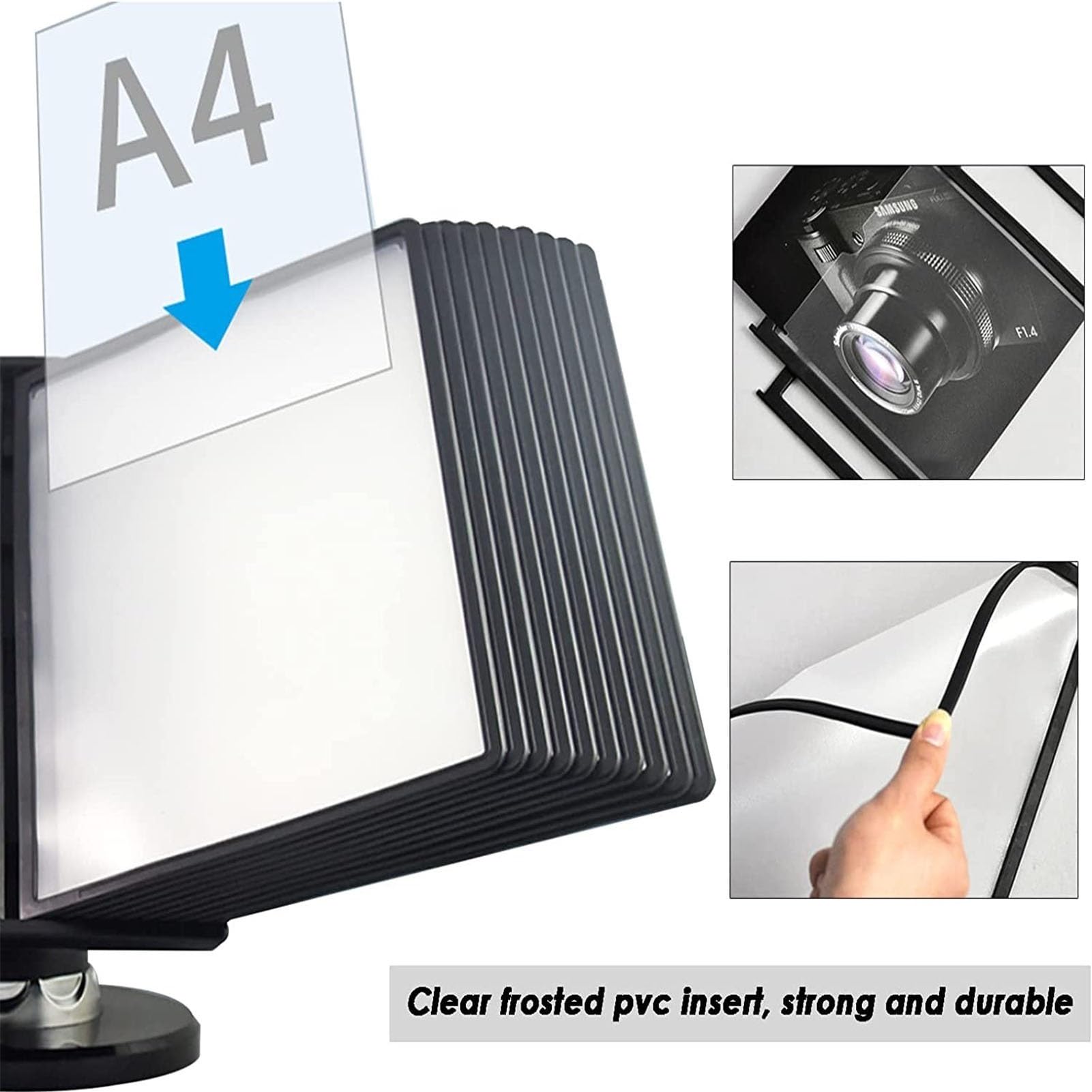 Organizzatore Documenti Scrivania - Organizzatore Riferimento da Parete, Raccoglitore Fogli Mobili Scrivania, 10 Tasche Doppia Faccia, Espositore per Cataloghi