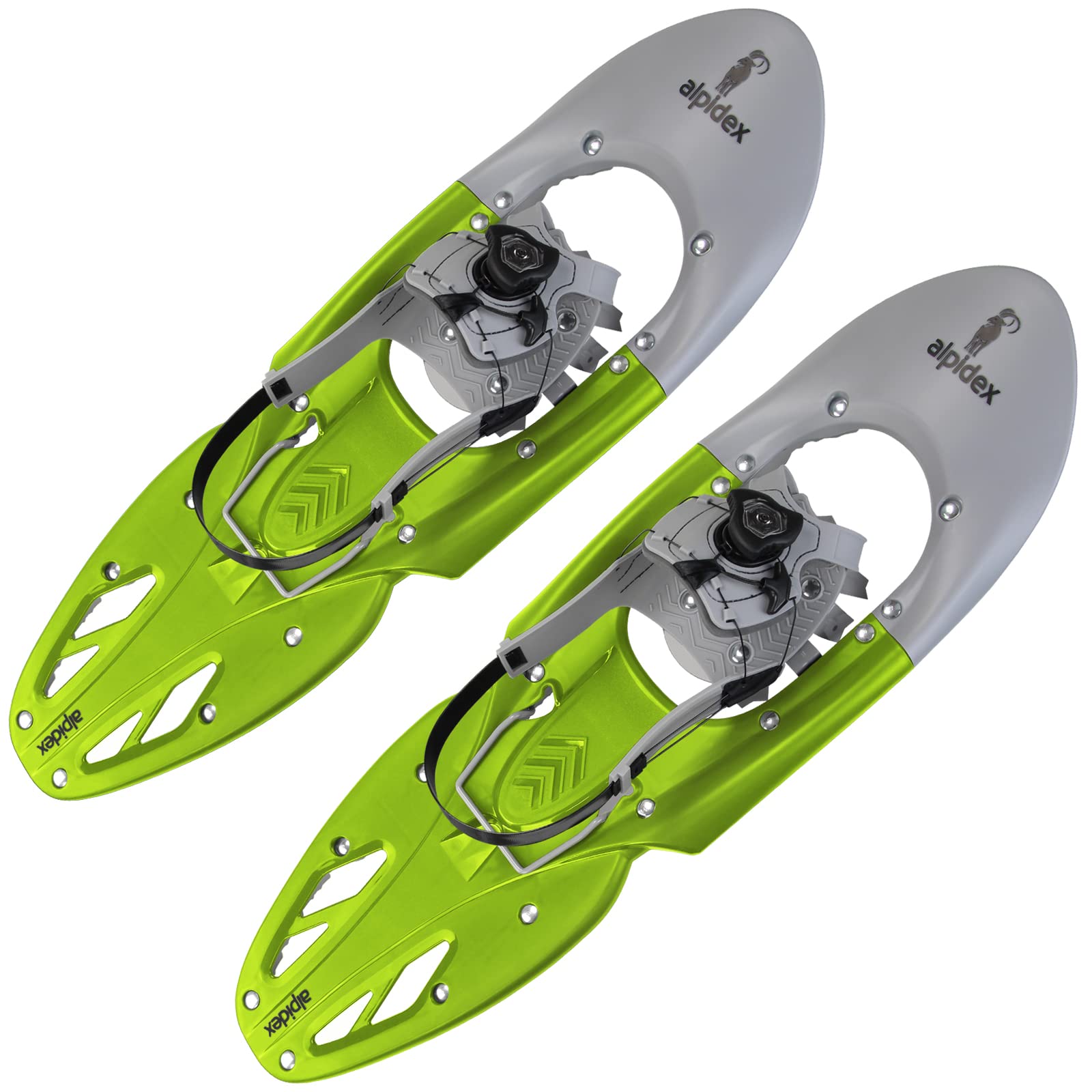 ALPIDEX Schneeschuhe mit Stöcke 25 oder 29 Inch Schnellverschluss Bindung Schuhgröße 38 - 46 bis 140 kg Steighilfe Tragetasche Teleskopstöcke, Farbe:lime green, Größe:29 Inch