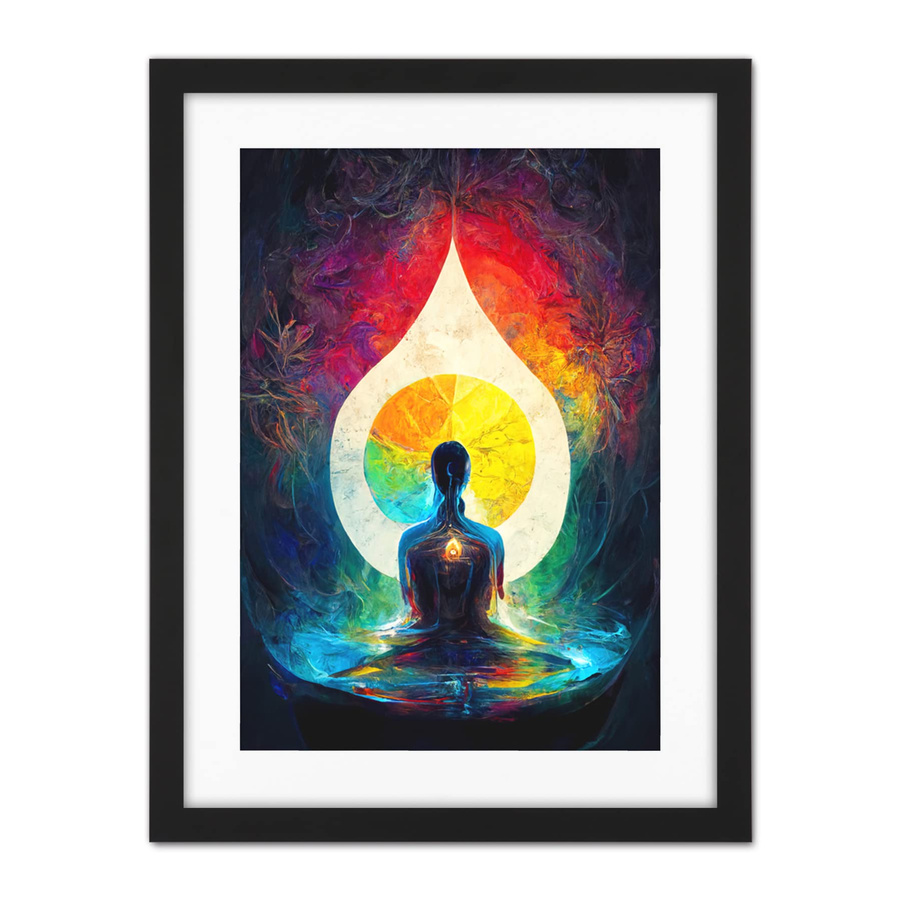 Doppelganger33 LTD 7 Chakra Meditation Energy Rainbow Relaxation Artwork Framed Wall Art Print 18X24 Inch