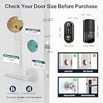 SMONET Smart Deadbolt Fingerprint Lock - Verrouillage de porte Bluetooth sans clé pour porte avant avec clavier numérique, contrôle de l'application électronique, verrouillage automatique, installation facile, Bronze à molette d'huile