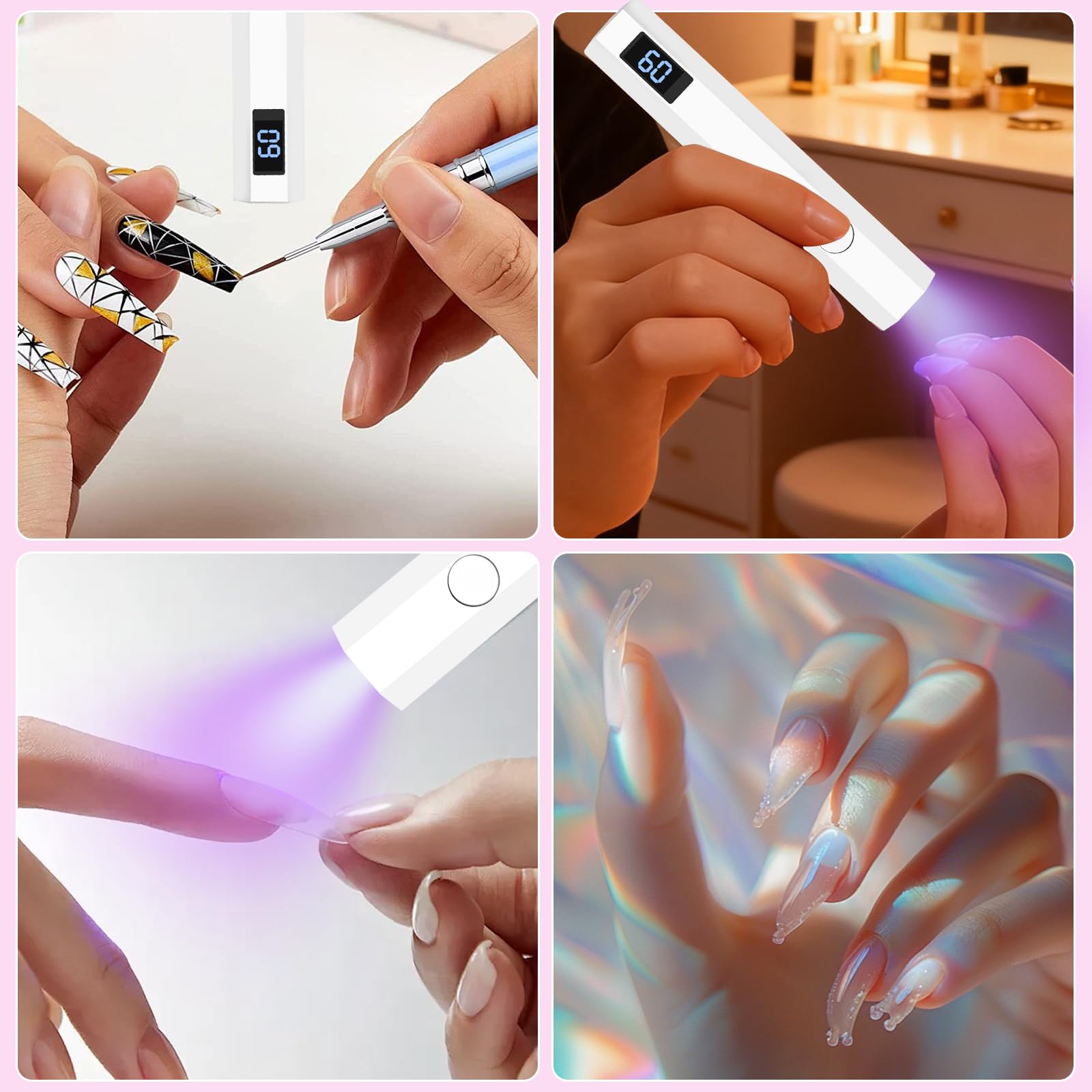 Lampada UV LED Unghie, 3 W Mini Lampada per Unghie UV LED USB Ricaricabile e Portatile Penna per Asciuga Unghie Salone di Casa,Torcia Elettrica per Unghie Sciugatura Rapida(Bianco)