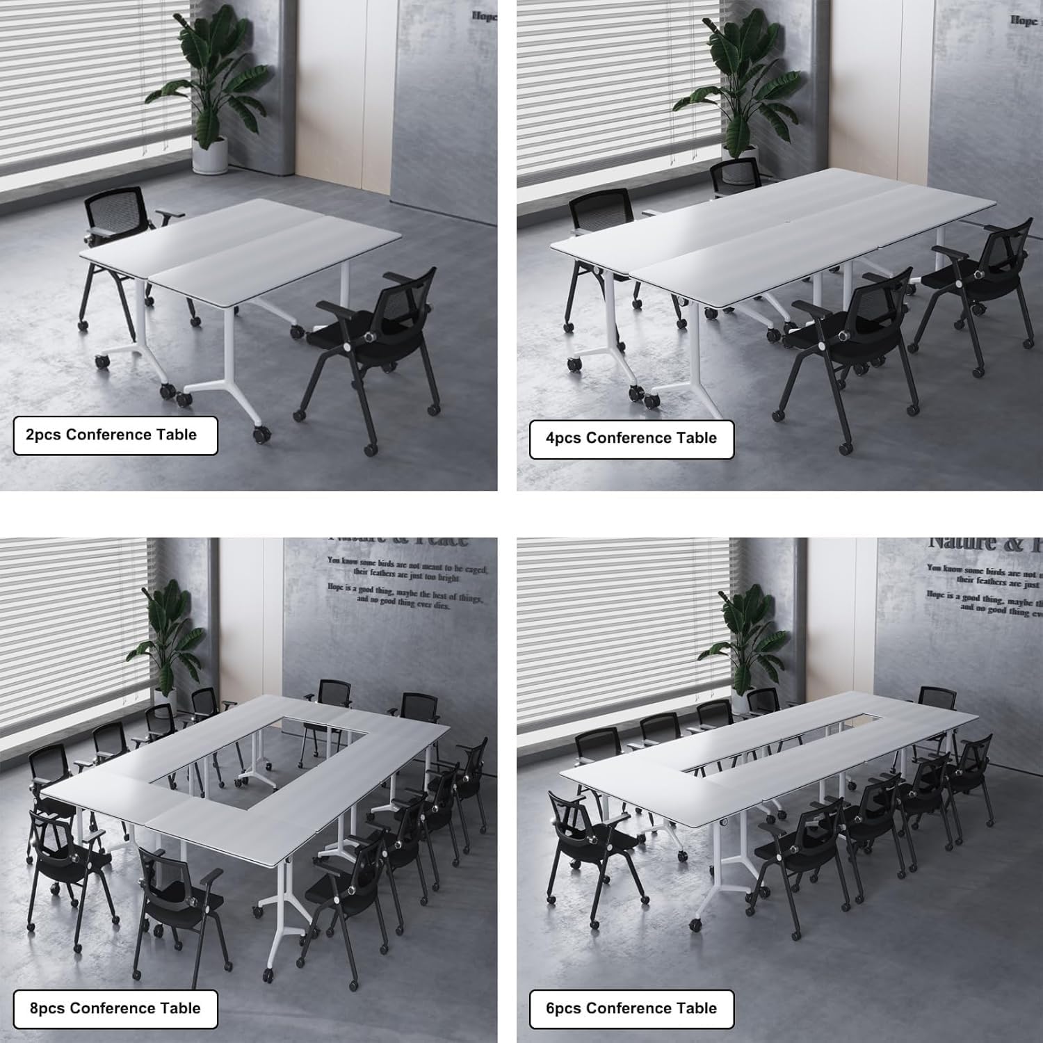 Tavolo da conferenza moderno con ruote silenziose – Grande scrivania da ufficio per riunioni domestiche e aziendali, postazione di lavoro modulare versatile per una maggiore collaborazione e
